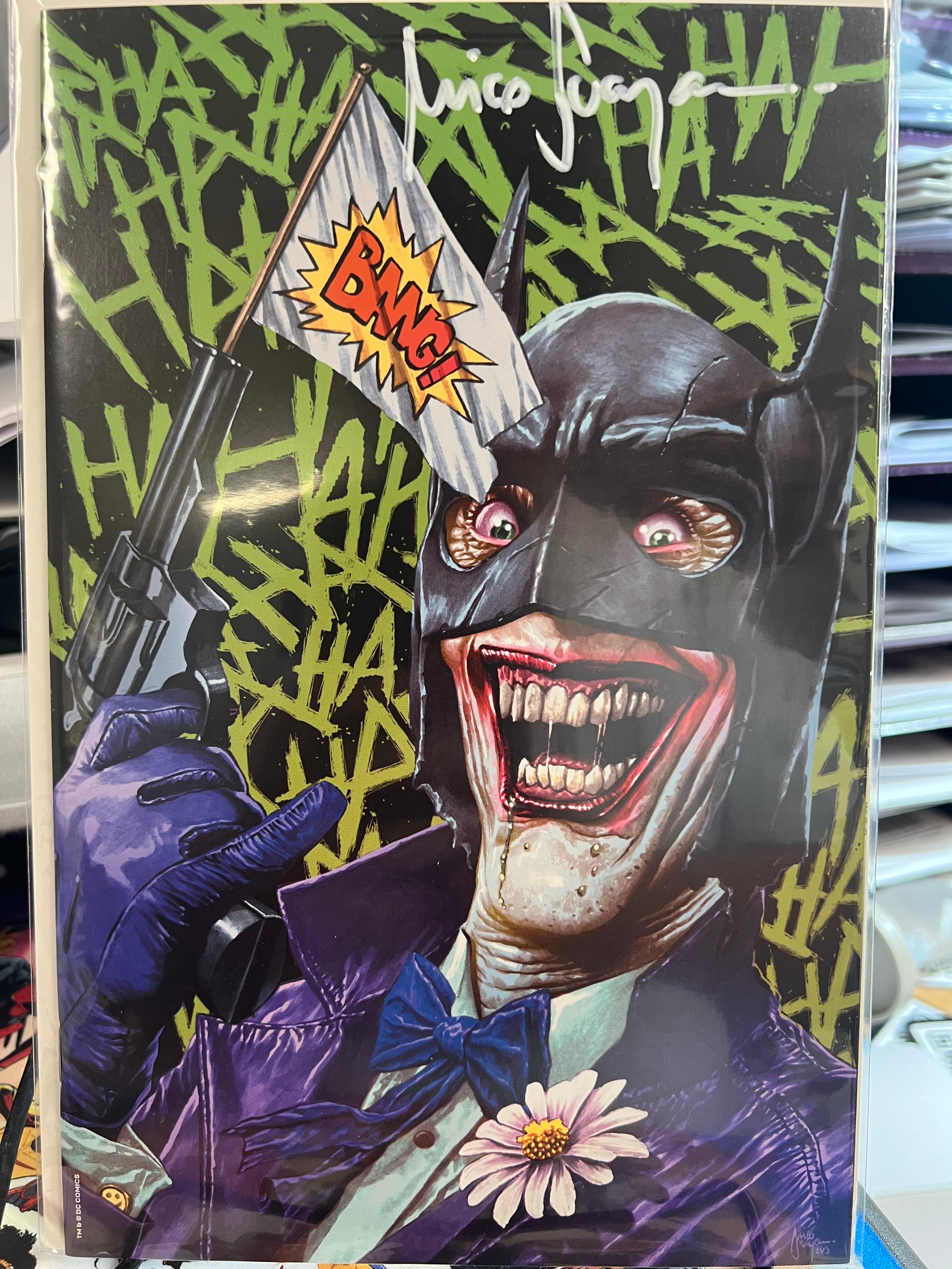 BATMAN & THE JOKER DEADLY DUO #1 VIRGIN SIGNED BY MICO SUAYAN WITH COA (SS 5)