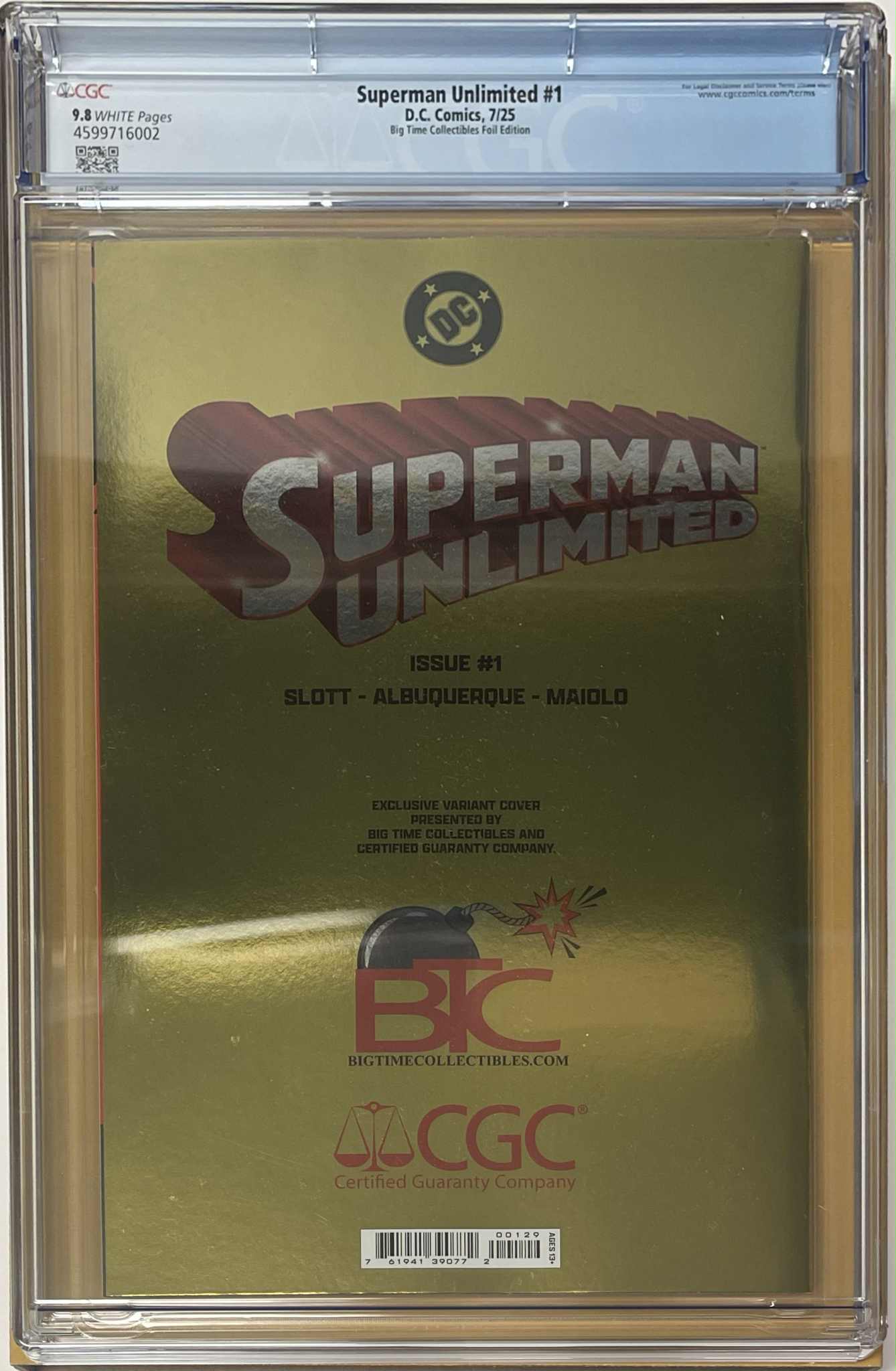 SUPERMAN UNLIMITED #1 GOLD EDITION LIMITED TO 300 CGC 9.8 W
