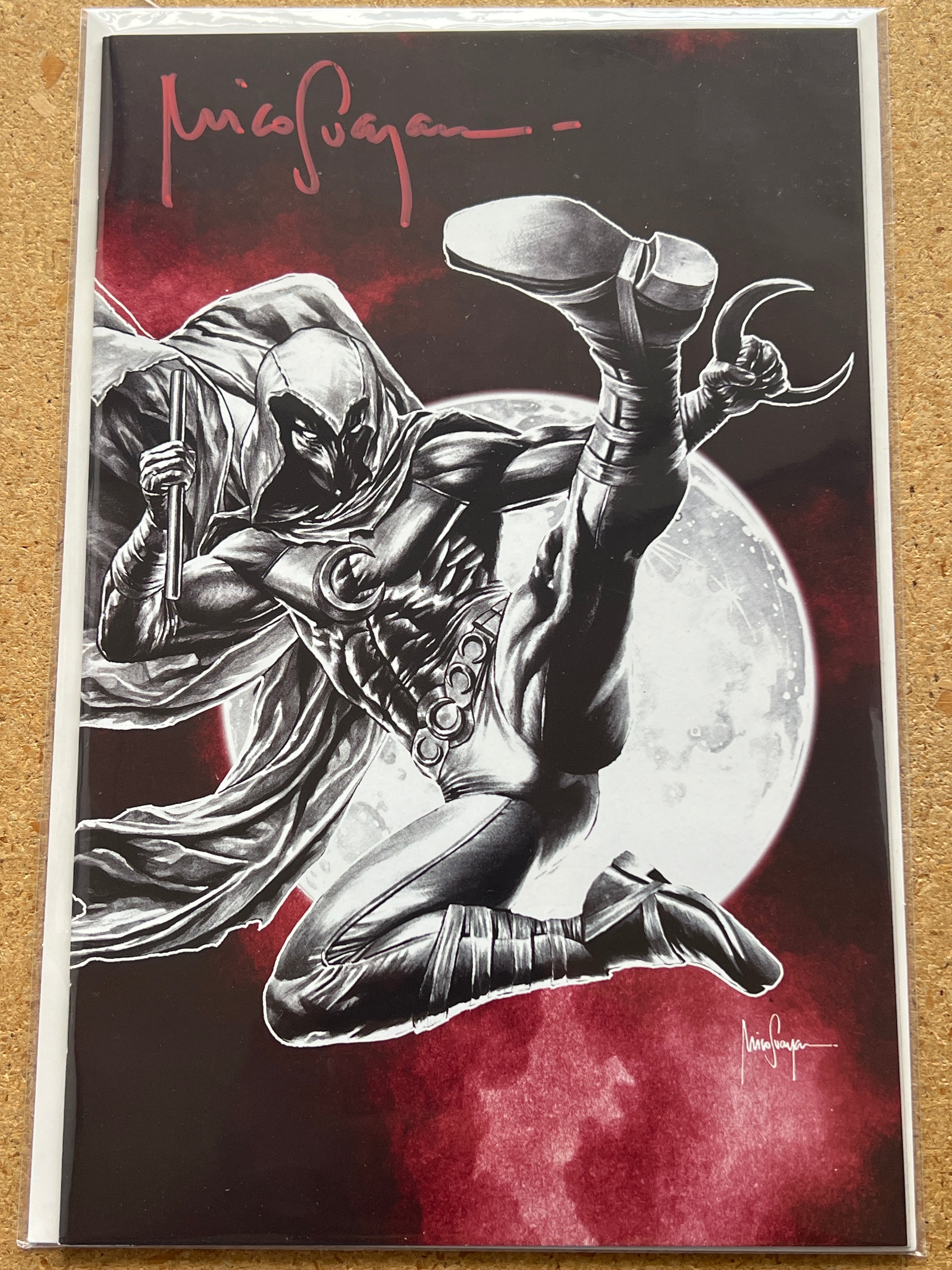 MOON KNIGHT #1 VIRGIN VARIANT SIGNED BY MICO SUAYAN WITH COA (SS 2)