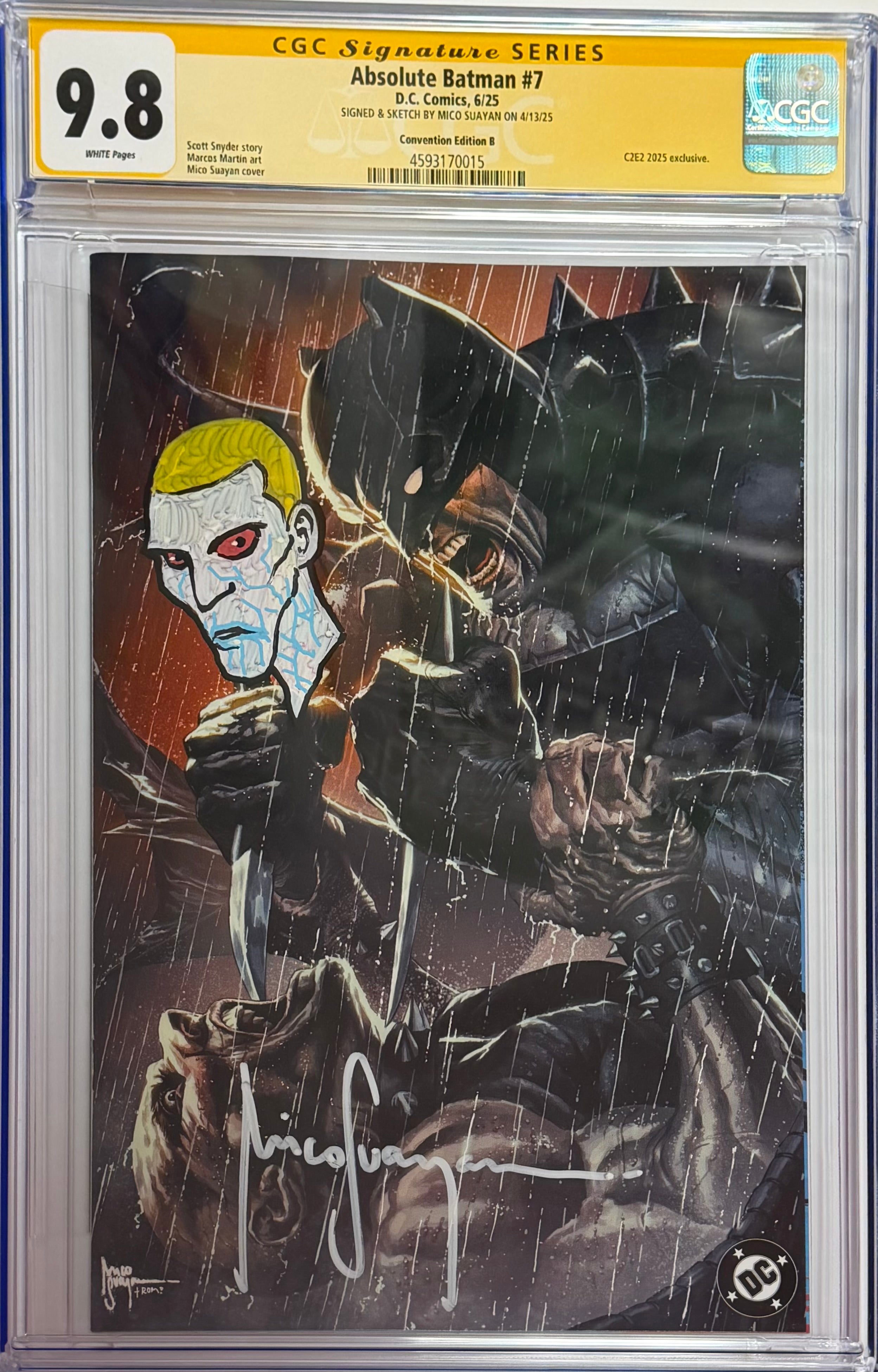 ABSOLUTE BATMAN #7 SUAYAN VIRGIN EDITION SIGNED W/COLORED MR. FREEZE SKETCH BY MICO SUAYAN  CGC 9.8 (IN STOCK) C67