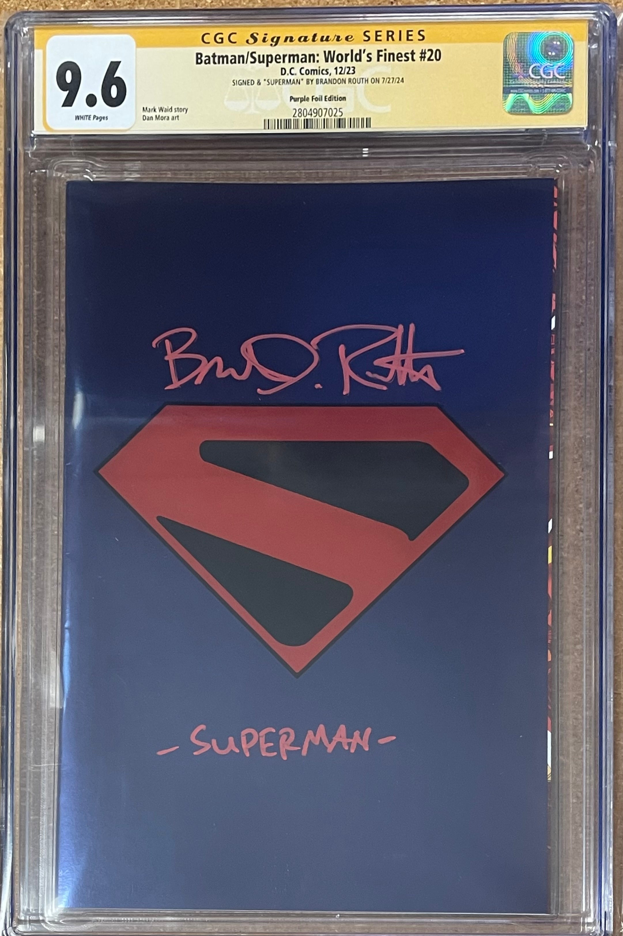 BATMAN SUPERMAN WORLDS FINEST #20 EXCLUSIVE KINGDOM COME LOGO FOIL VARIANT SIGNED BY BRANDON ROUTH CGC 9.6 (IN STOCK) C2