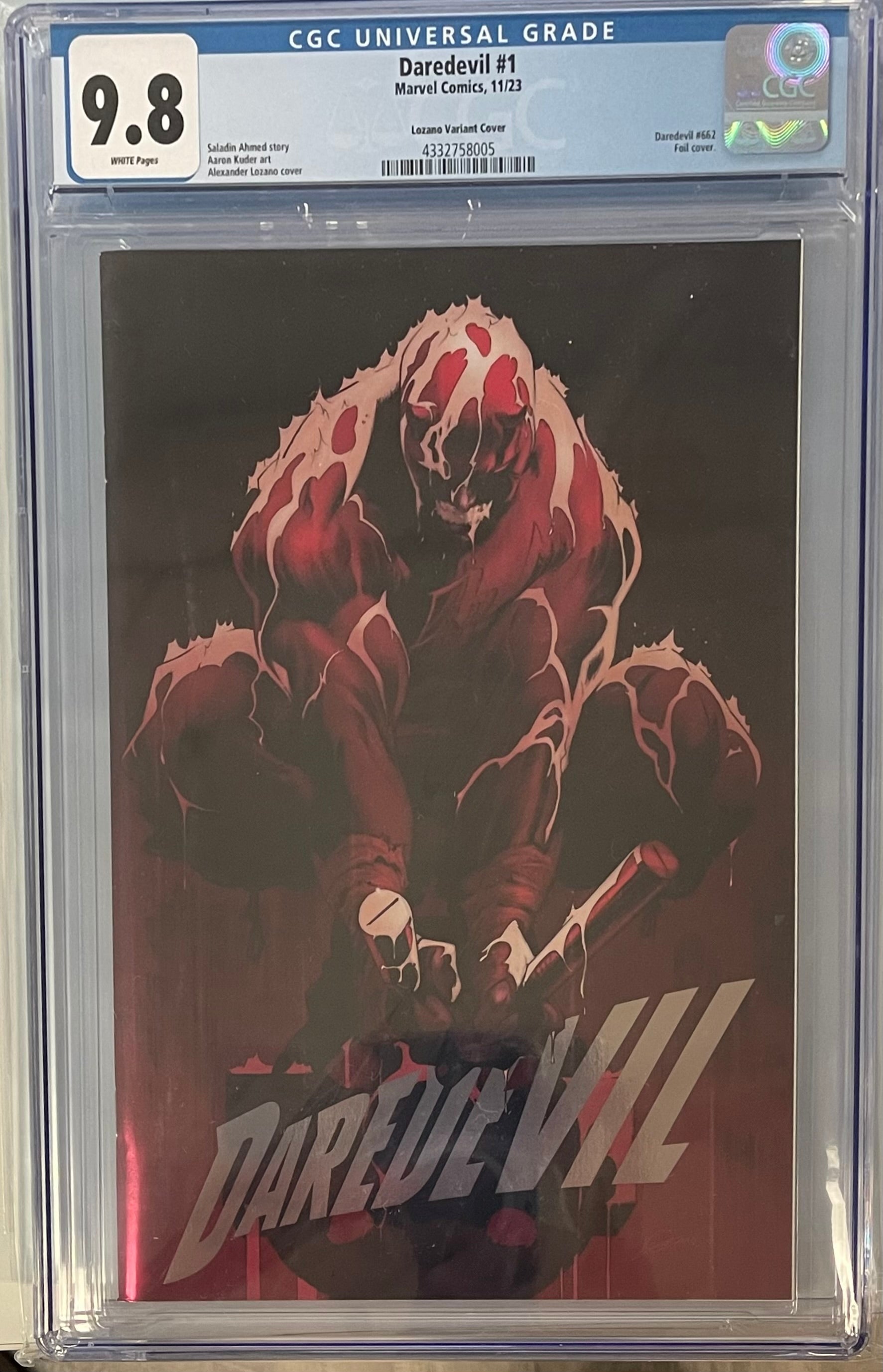 DAREDEVIL #1 ALEX LOZANO FOIL VARIANT CGC 9.8 (IN STOCK) C43