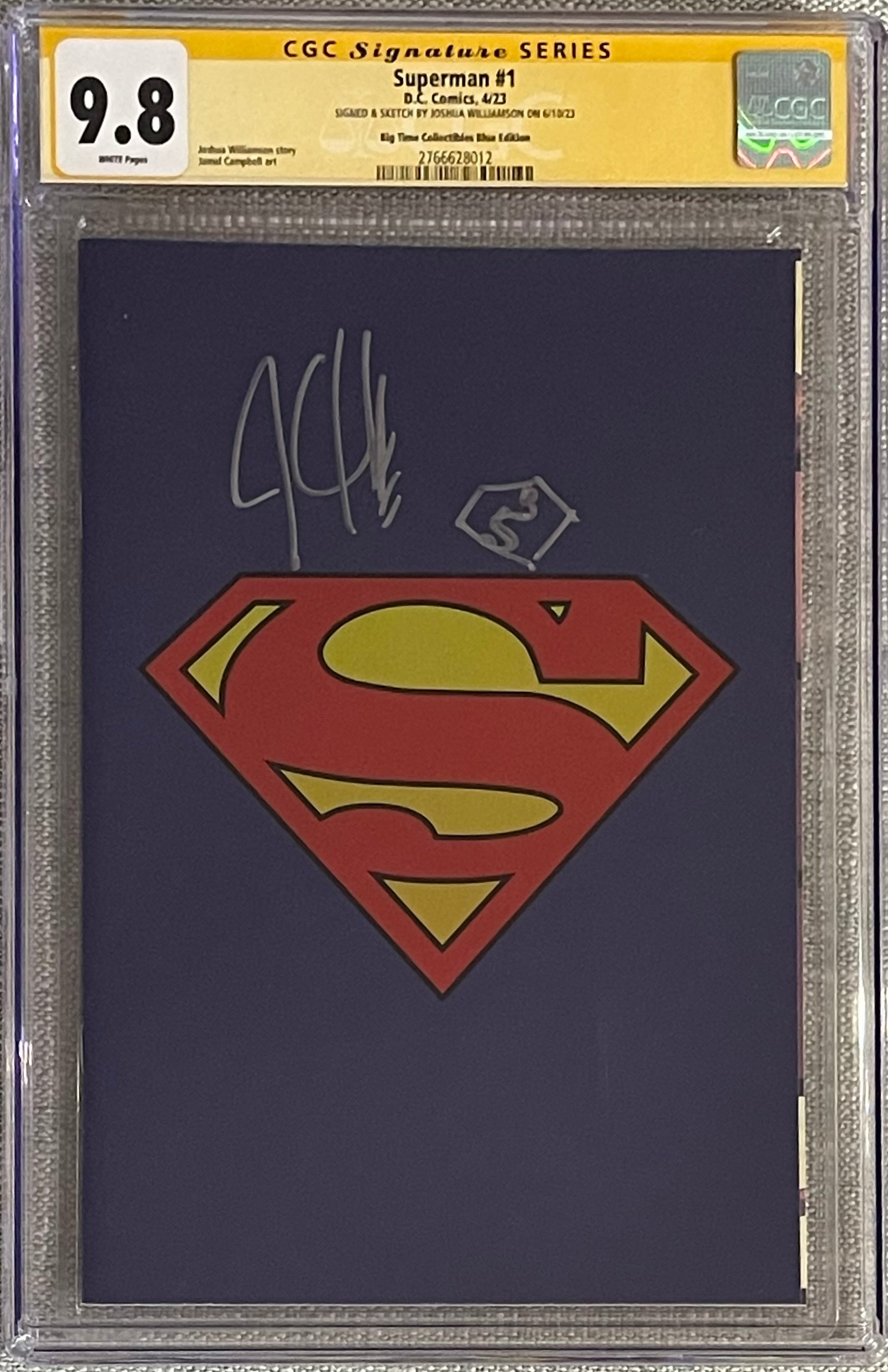 SUPERMAN #1 CLASSIC BLUE FOIL EDITION SIGNED & SKETCHED BY JOSHUA WILLIAMSON CGC 9.8 (C109)