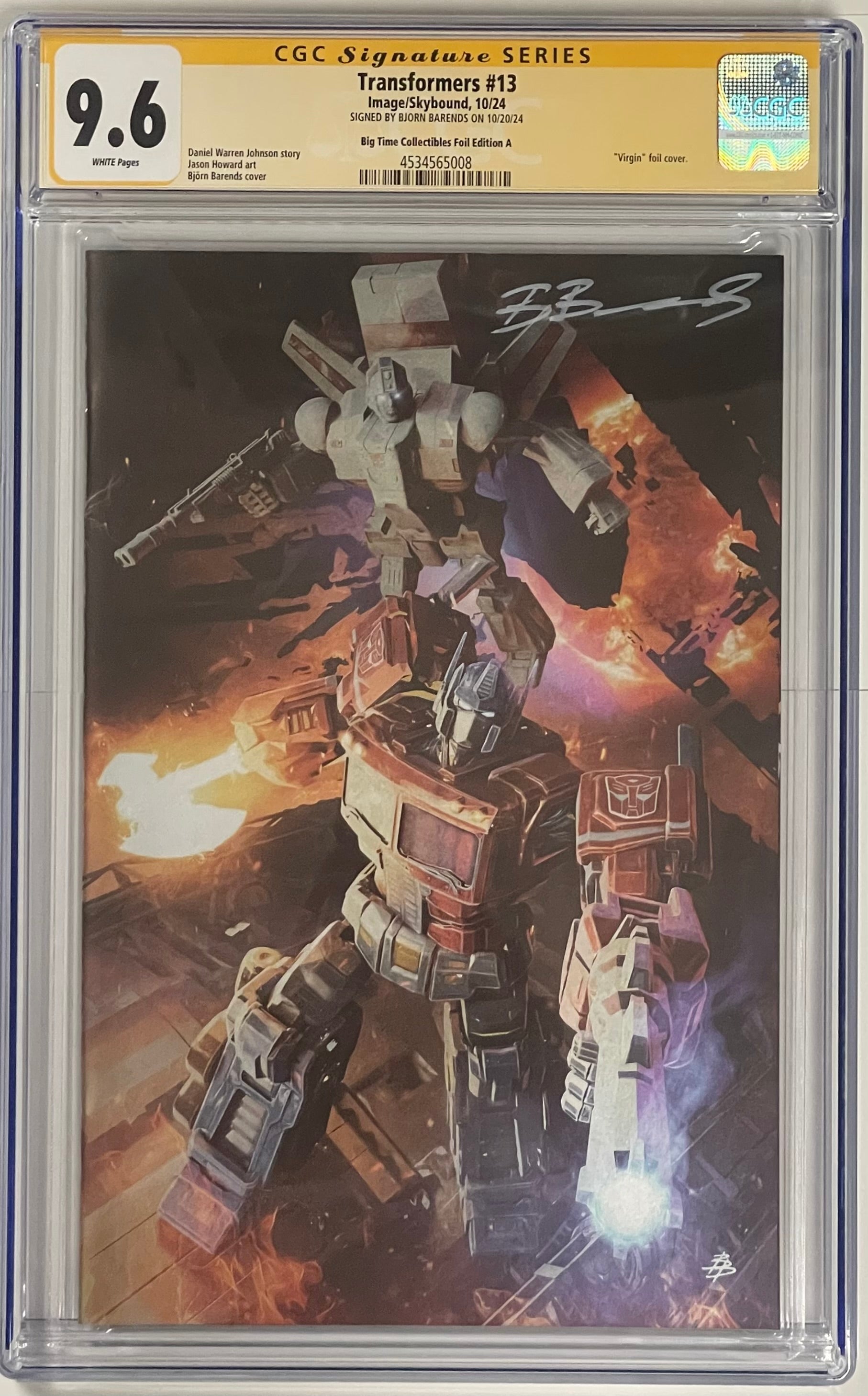 TRANSFORMERS #13 BJORN BARENDS FOIL EDITION SIGNED BY BJORN BARENDS CGC 9.6 (C60)