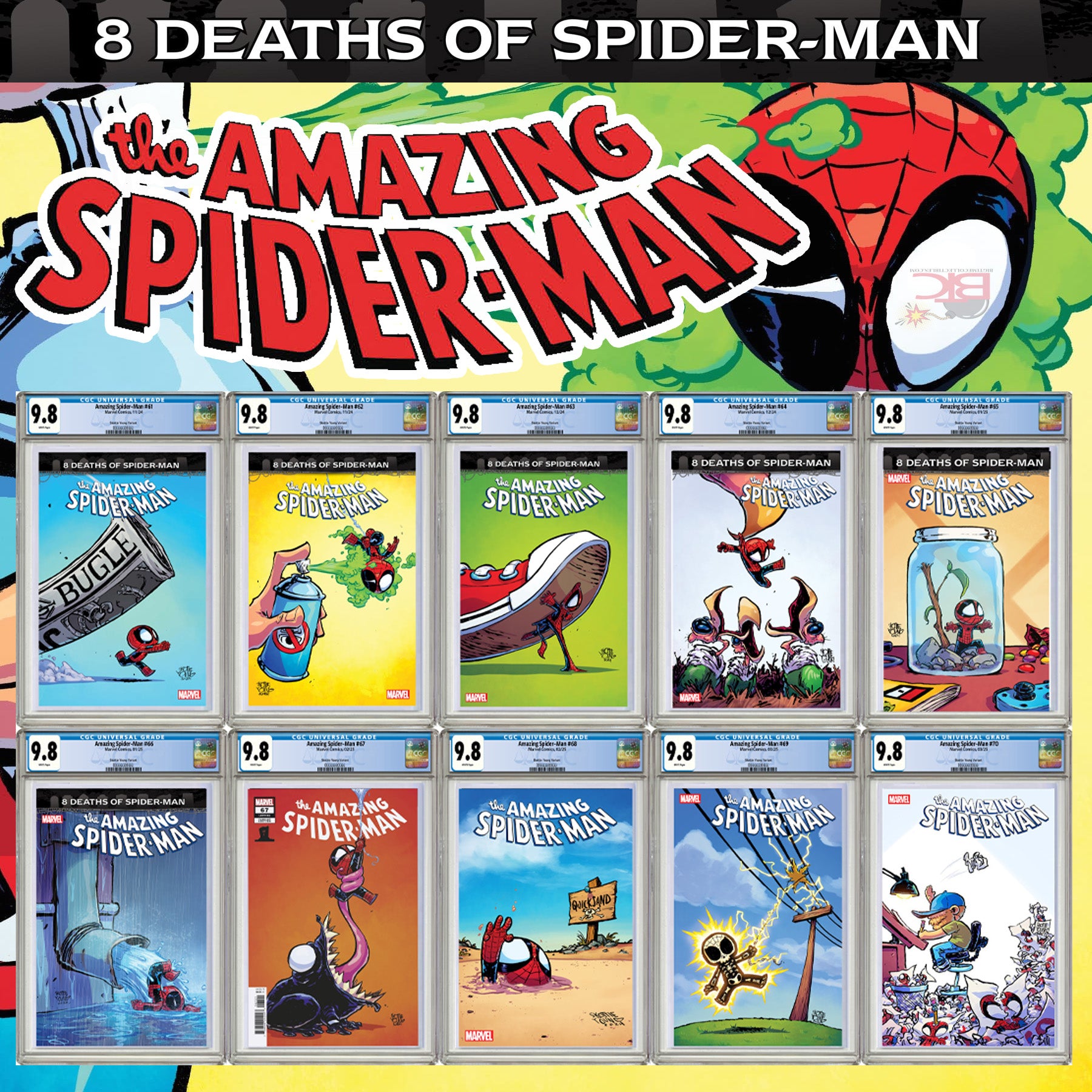 8 DEATHS OF SPIDER-MAN SKOTTIE YOUNG VARIANTS ULTIMATE 10-PACK BUNDLE 03/2025