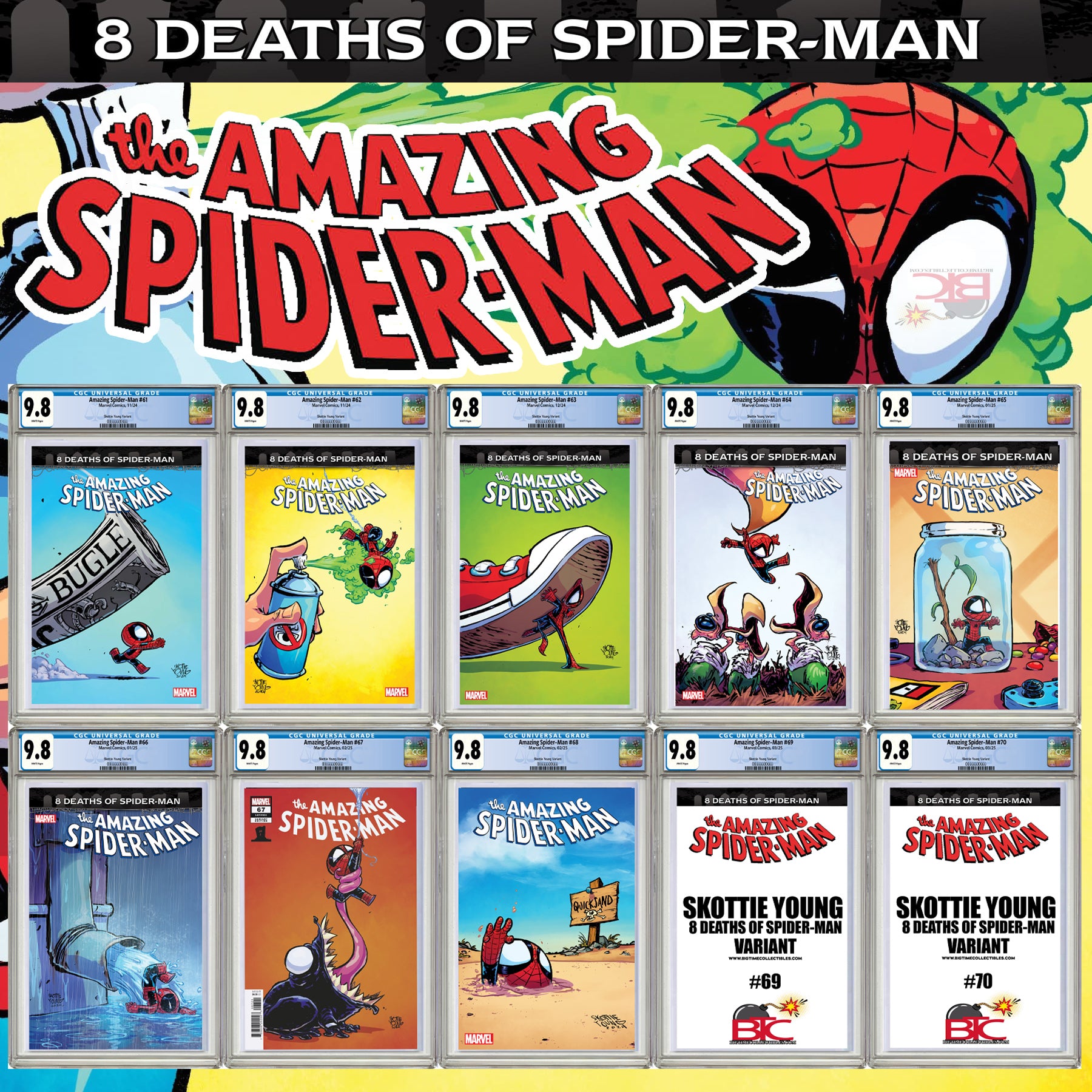 8 DEATHS OF SPIDER-MAN SKOTTIE YOUNG VARIANTS ULTIMATE 10-PACK BUNDLE 03/2025