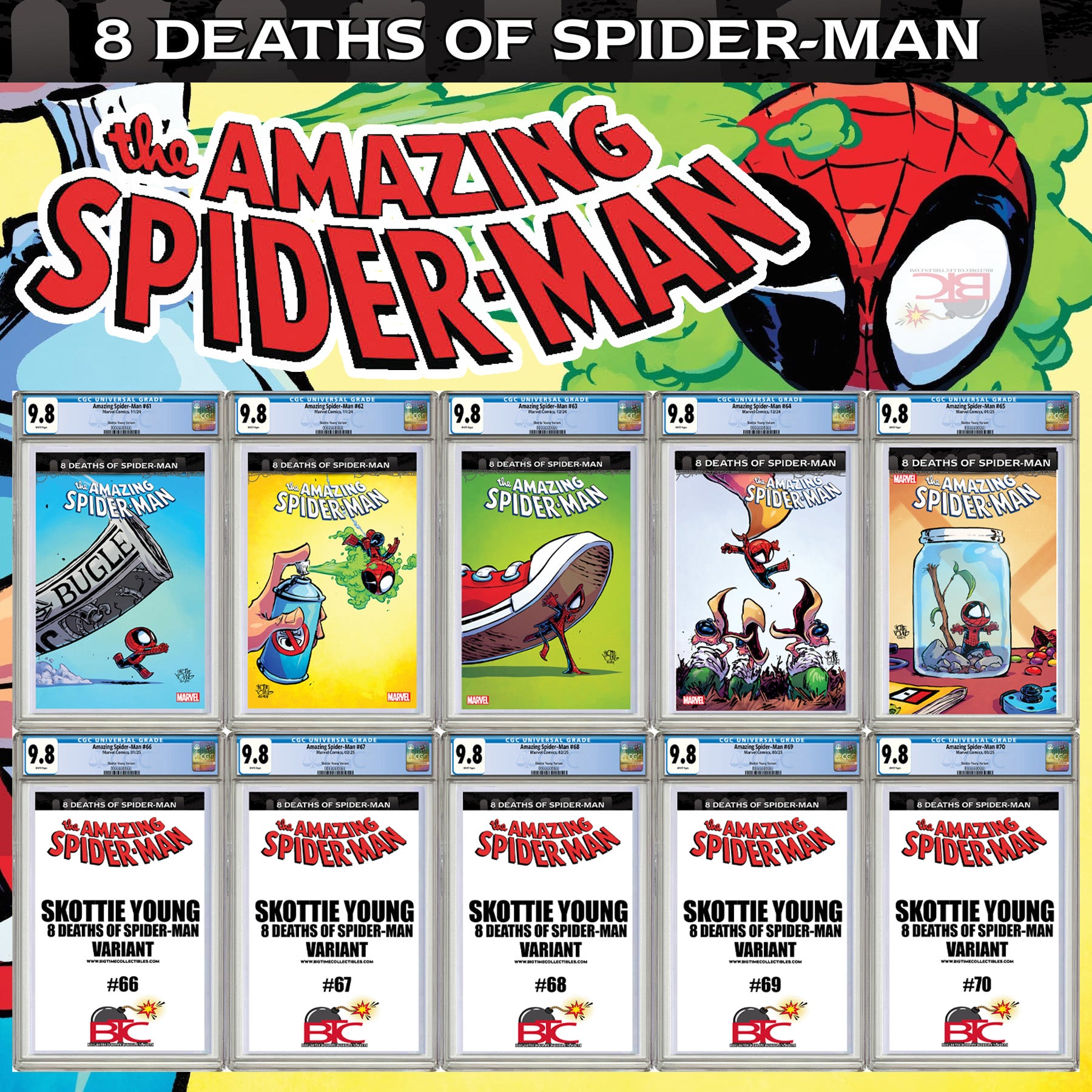 8 DEATHS OF SPIDER-MAN SKOTTIE YOUNG VARIANTS ULTIMATE 10-PACK BUNDLE 03/2025