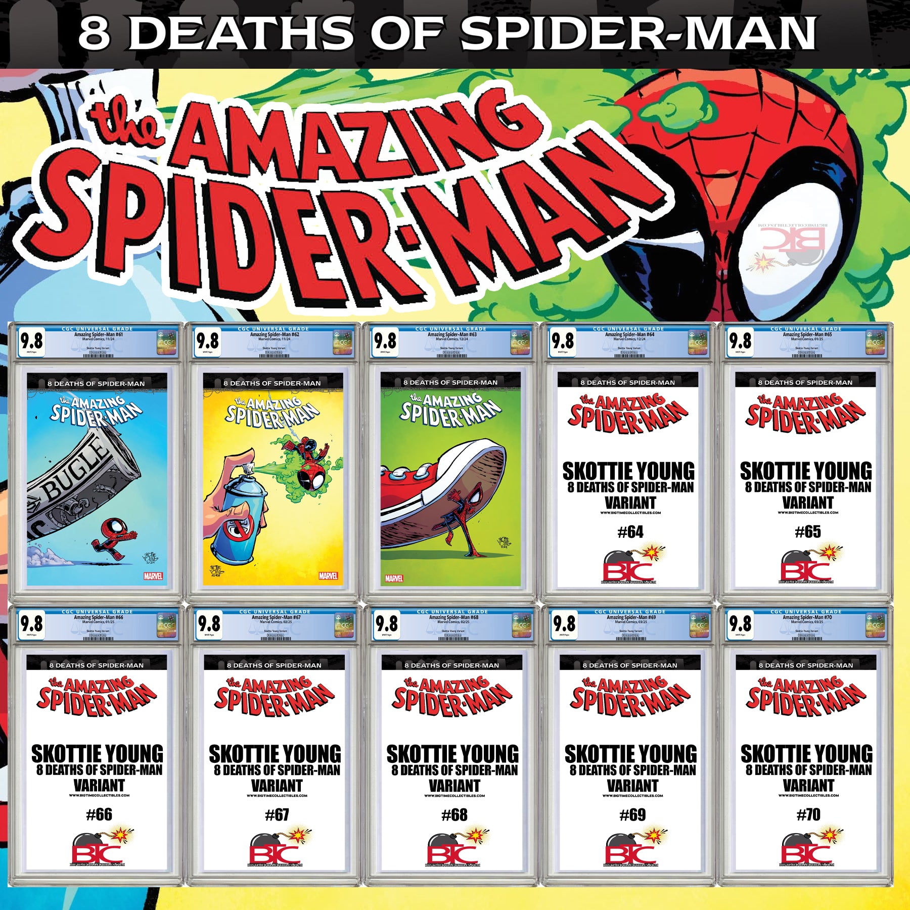 8 DEATHS OF SPIDER-MAN SKOTTIE YOUNG VARIANTS ULTIMATE 10-PACK BUNDLE 03/2025