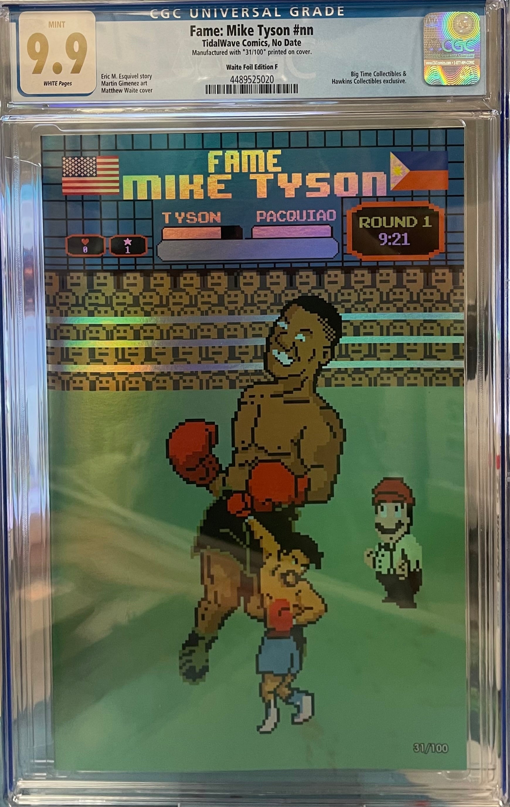 FAME: MIKE TYSON MATTHEW WAITE PACQUIAO FOIL EDITION #31/100 CGC 9.9 MINT (C80)