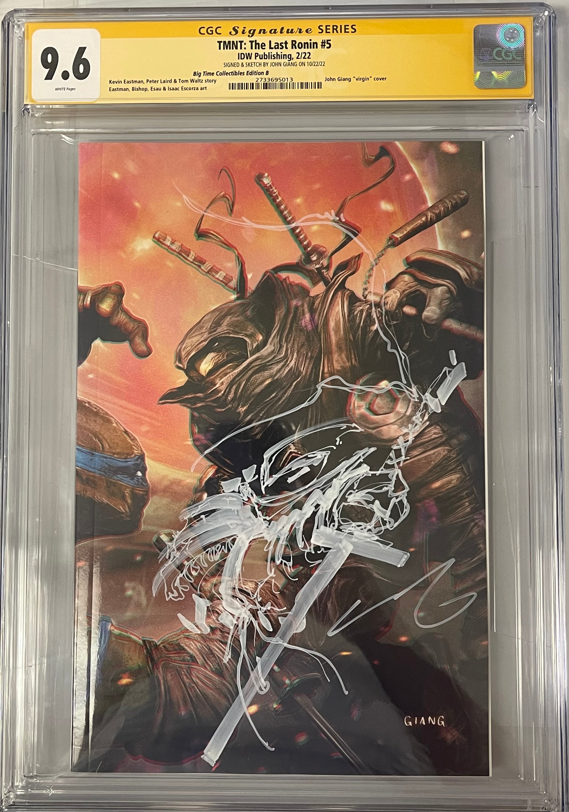 TMNT THE LAST #5 EXCLUSIVE VIRGIN VARIANT SIGNED & SKETCHED (RONIN) BY JOHN GIANG CGC 9.6 (IN STOCK) C41