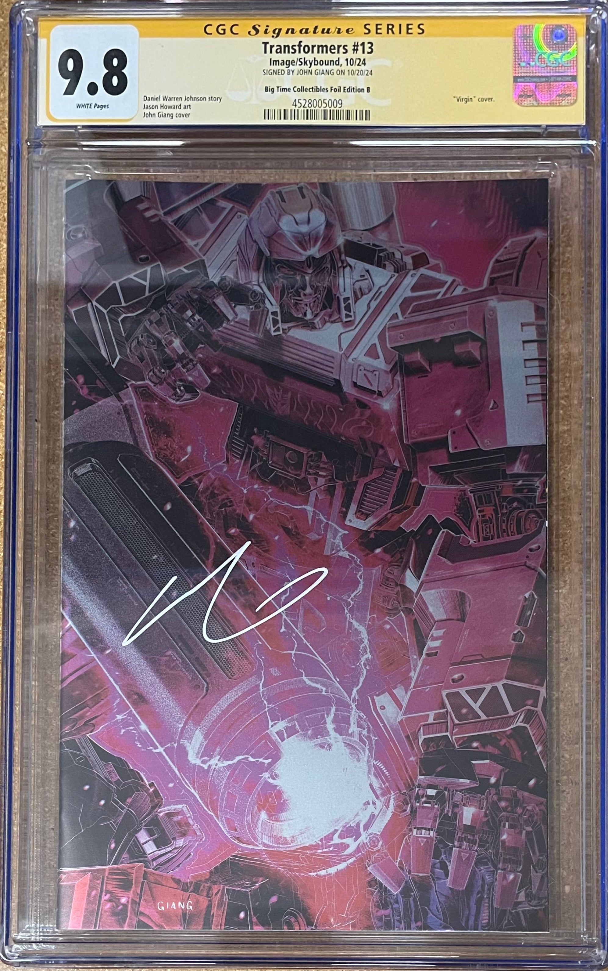 TRANSFORMERS #13 JOHN GIANG EXCLUSIVE MEGATRON VIRGIN FOIL VARIANT SIGNED BY JOHN GIANG CGC 9.8 (IN STOCK C66)