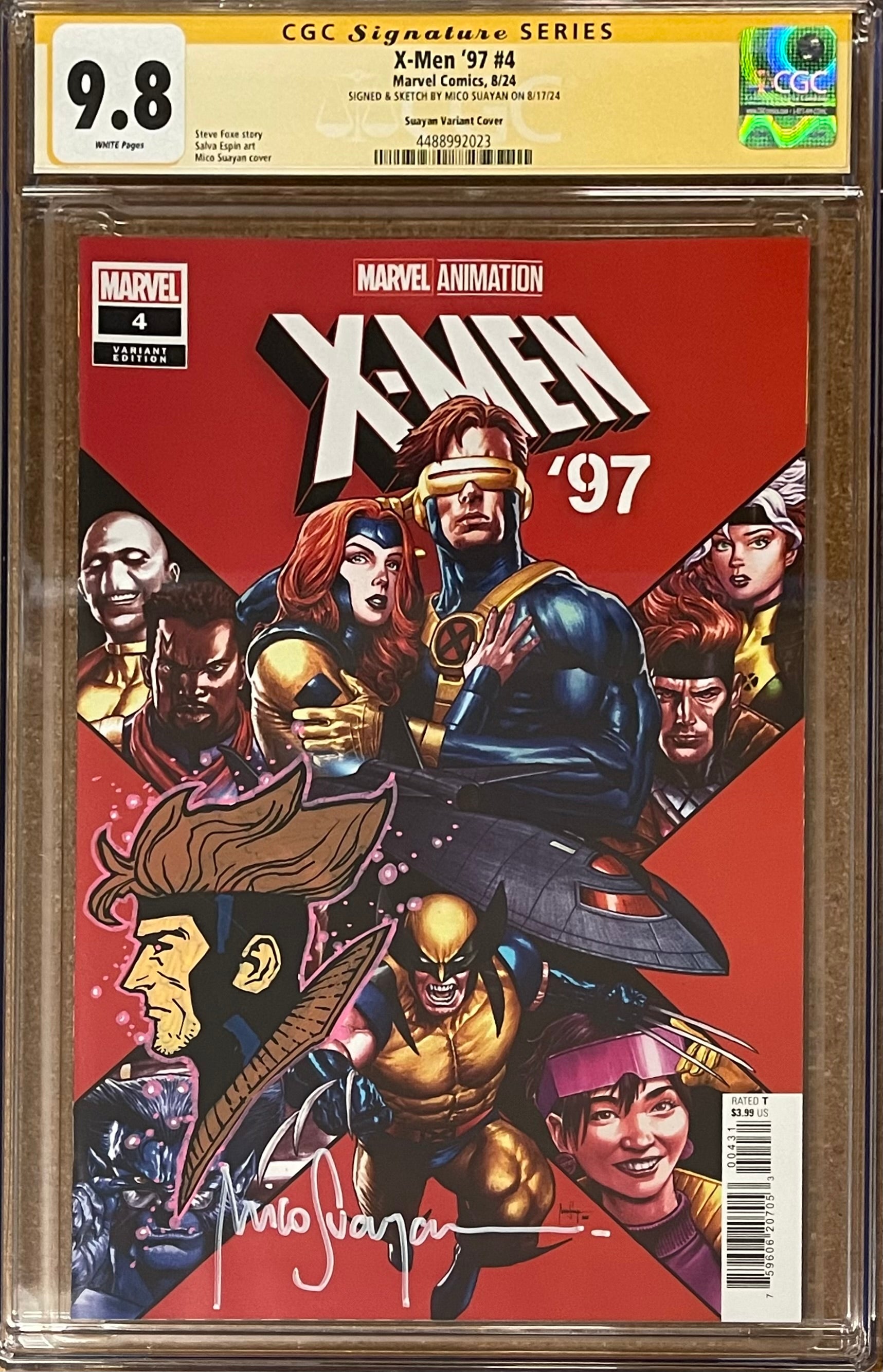 X-MEN '97 #4 MICO SUAYAN EDITION SIGNED W/COLORED GAMBIT SKETCH BY MICO SUAYAN CGC 9.8 (IN STOCK) C80