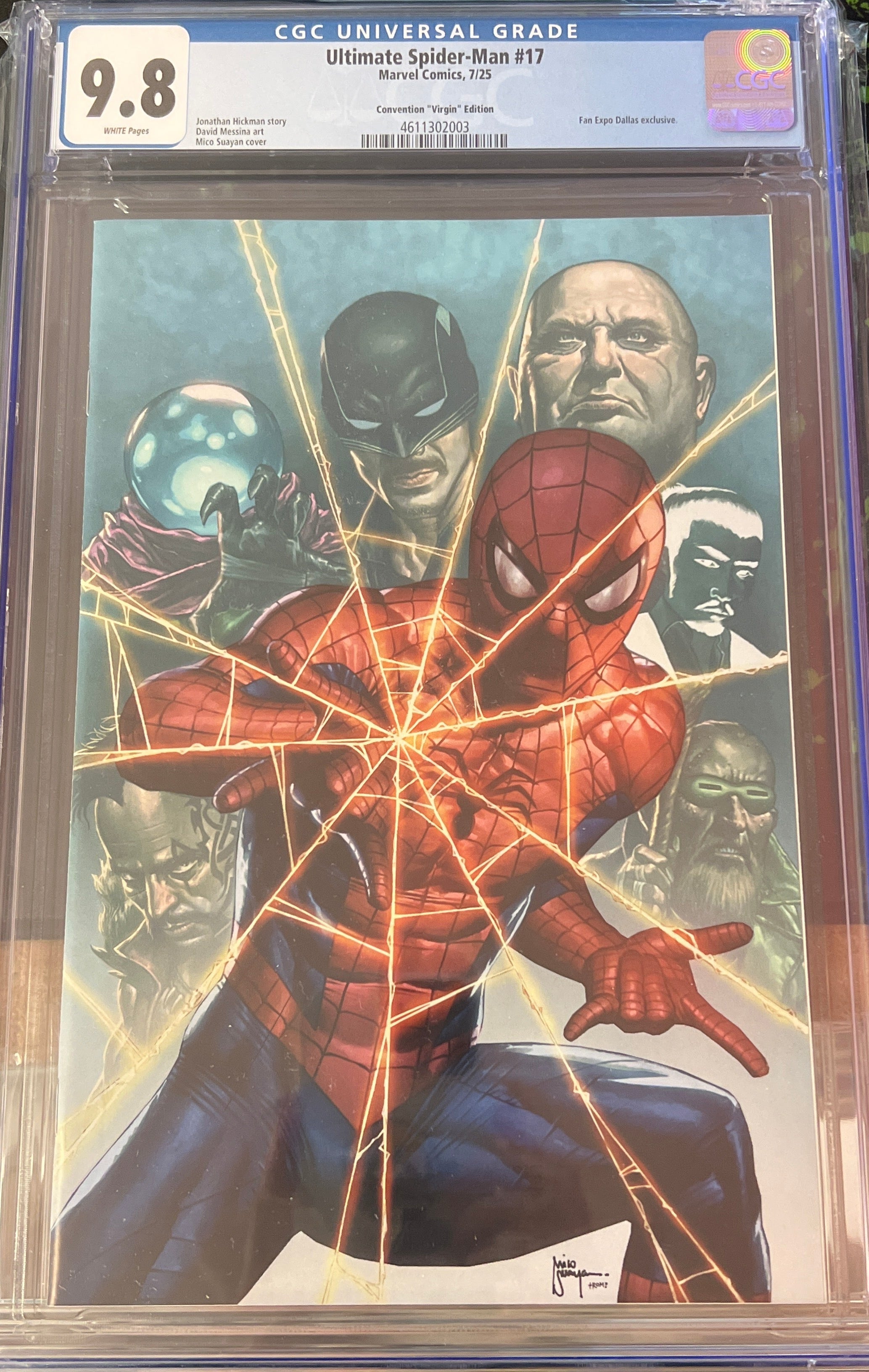 ULTIMATE SPIDER-MAN #17 MICO SUAYAN VIRGIN VARIANT FANEXPO DALLAS EXCLUSIVE CGC 9.8 (C87)