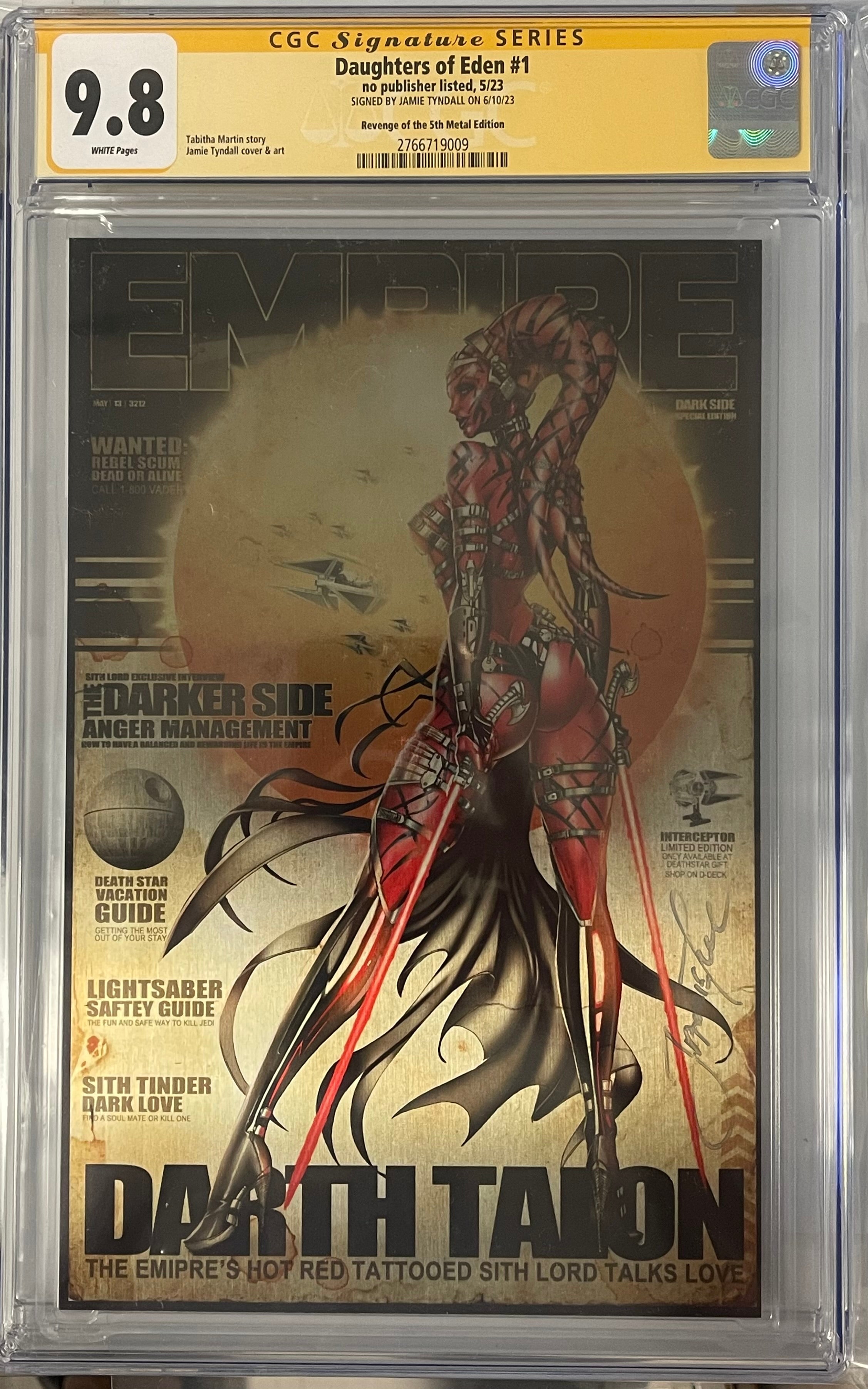 DAUGHTERS OF EDEN #1 EXCLUSIVE DARTH TALON RETRO METAL EDITION CGC 9.8 SIGNED BY JAMIE TYNDALL (IN STOCK) C46