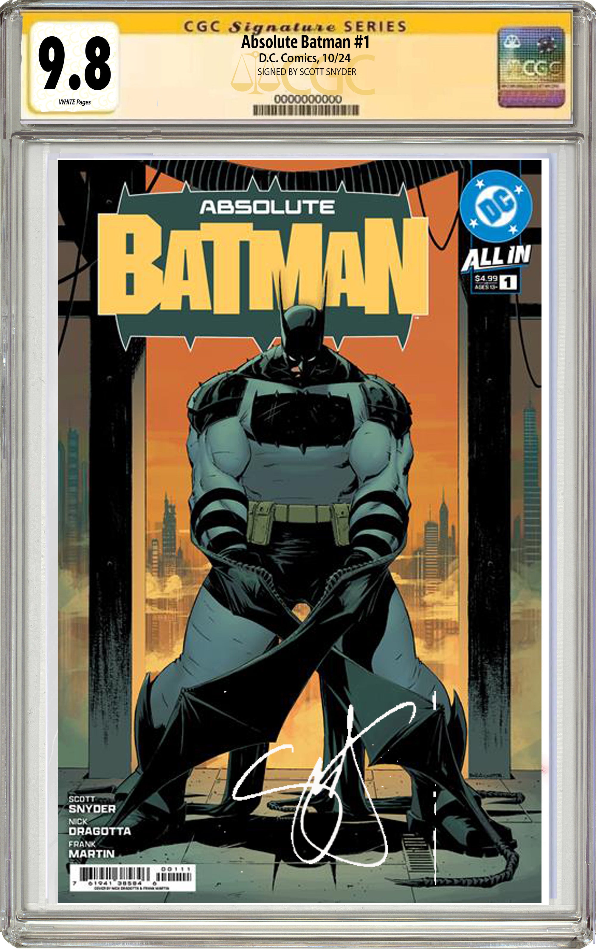 ABSOLUTE BATMAN #1 FIRST PRINTING SIGNED BY SCOTT SNYDER CGC 9.8