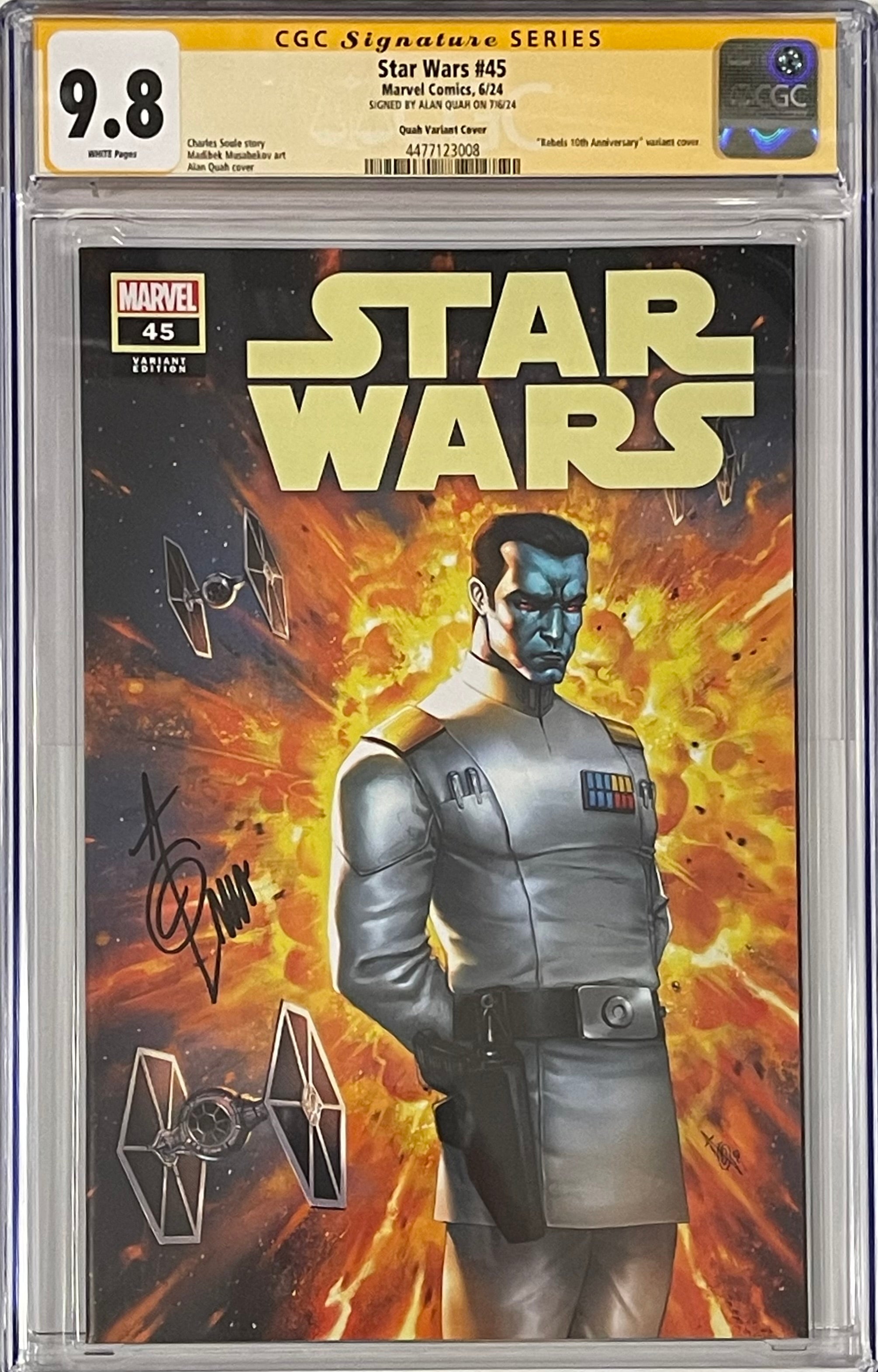 STAR WARS #45 ALAN QUAH REBELS 10TH ANNIVERSARY SIGNED BY ALAN QUAH CGC 9.8 (C92)