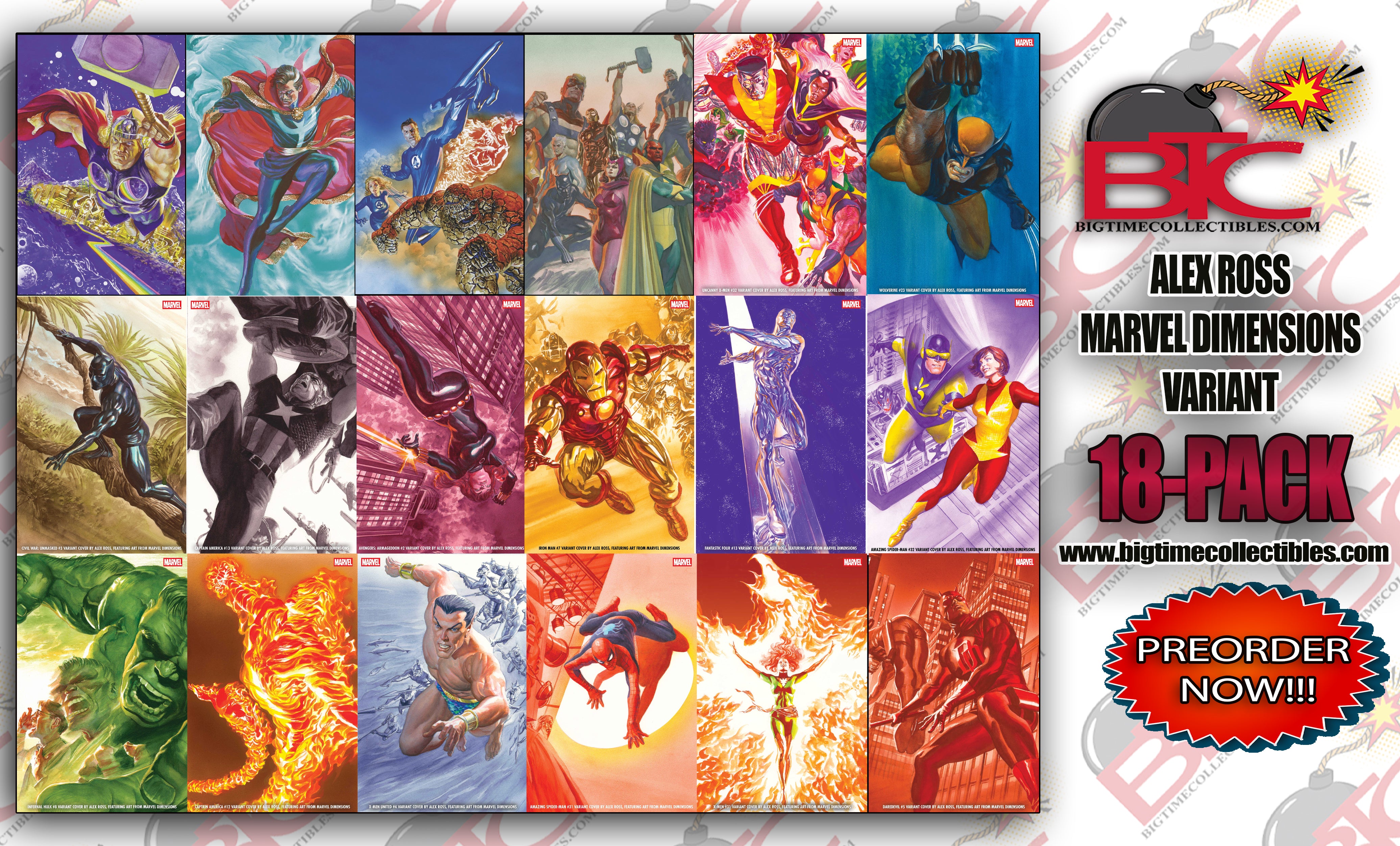 ALEX ROSS MARVEL DIMENSION VARIANT 18-PACK BUNDLE 08-12-26