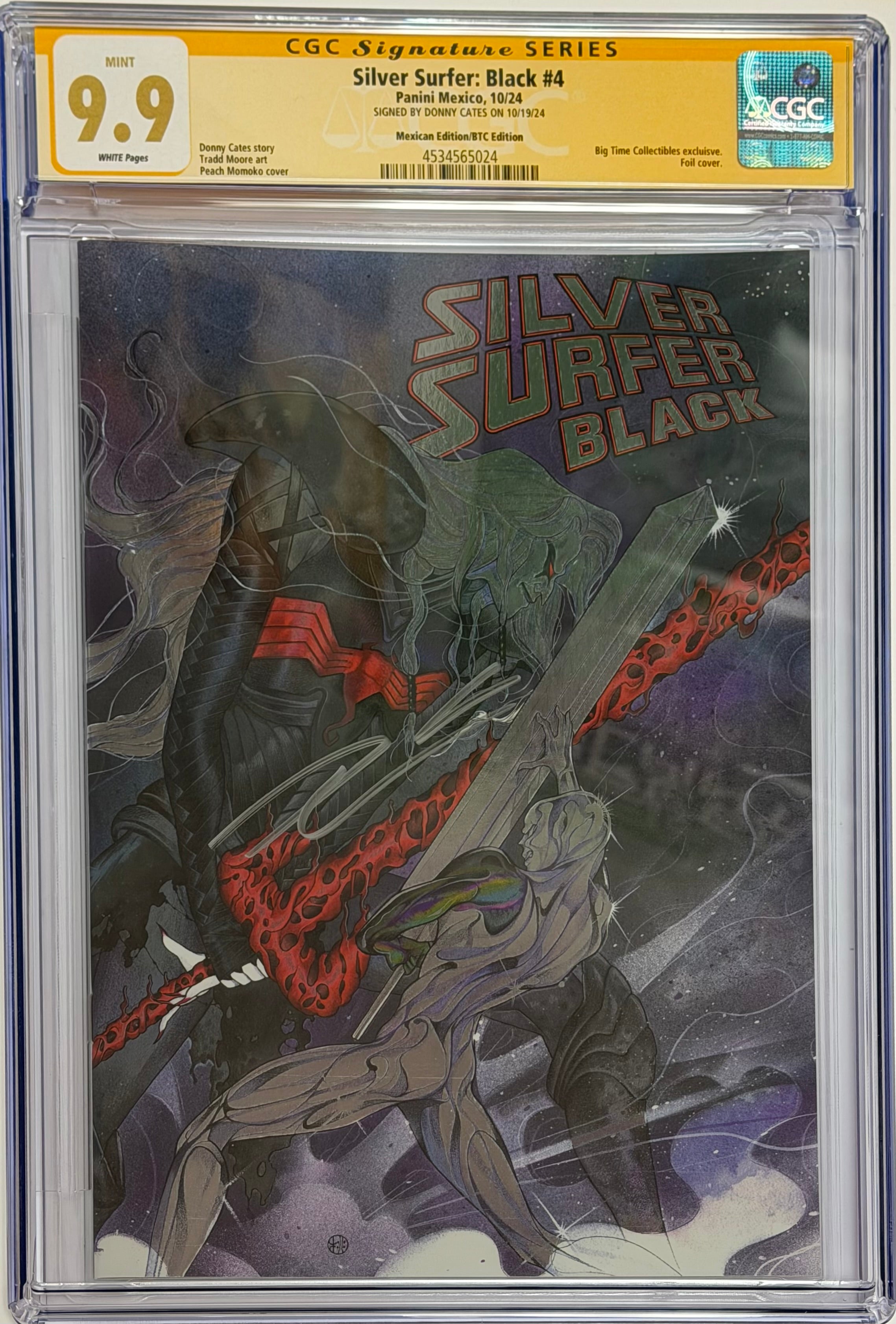 SILVER SURFER BLACK #4 PEACH MOMOKO FOIL EDITION SIGNED BY DONY CATES CGC 9.9 MINT (IN STOCK) C66