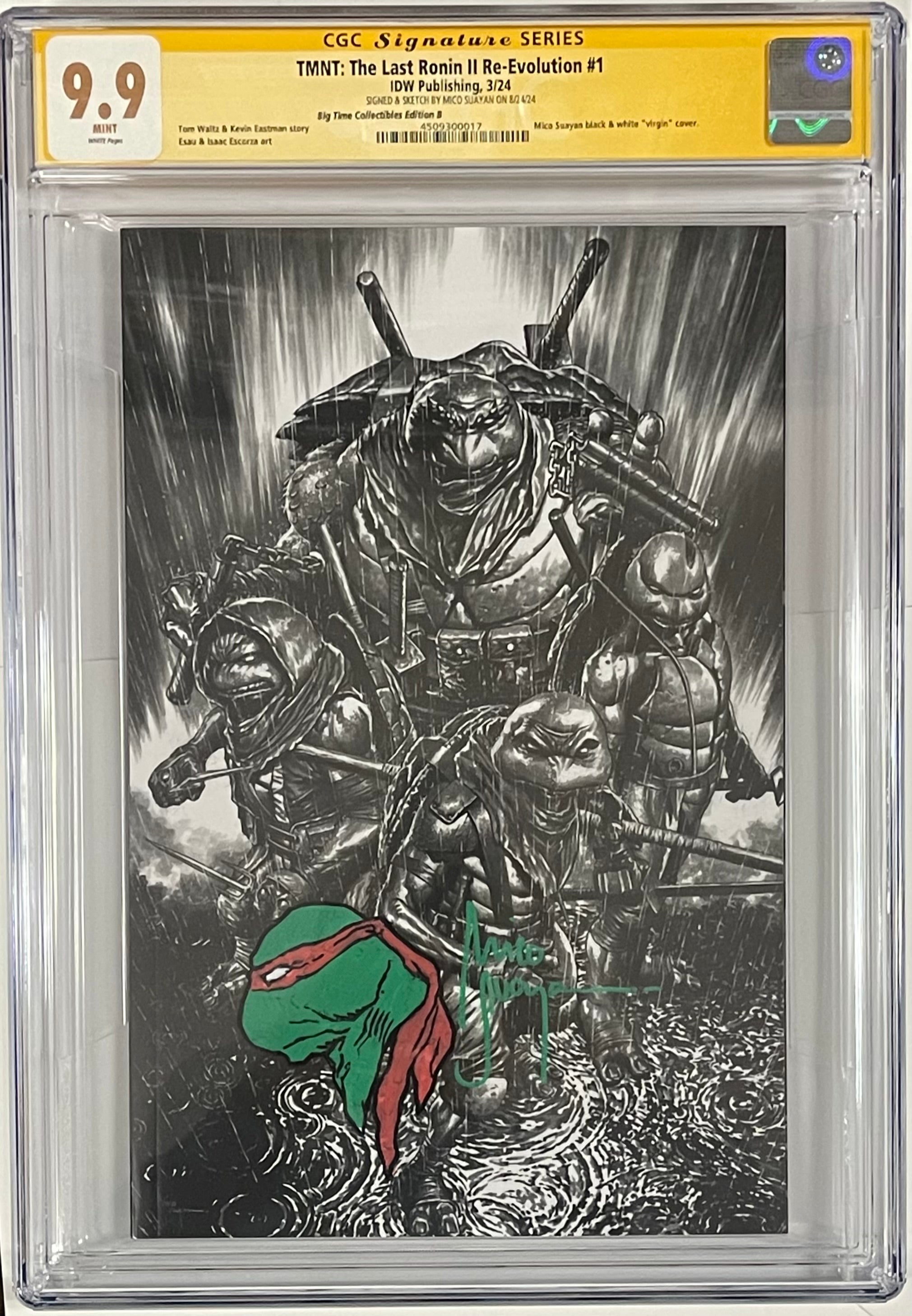 TMNT THE LAST RONIN II RE-EVOLUTION #1 MICO SUAYAN EXCLUSIVE SKETCH VARIANT SIGNED W/COLORED RAPHAEL SKETCH BY MICO SUAYAN CGC 9.9 MINT (C41)