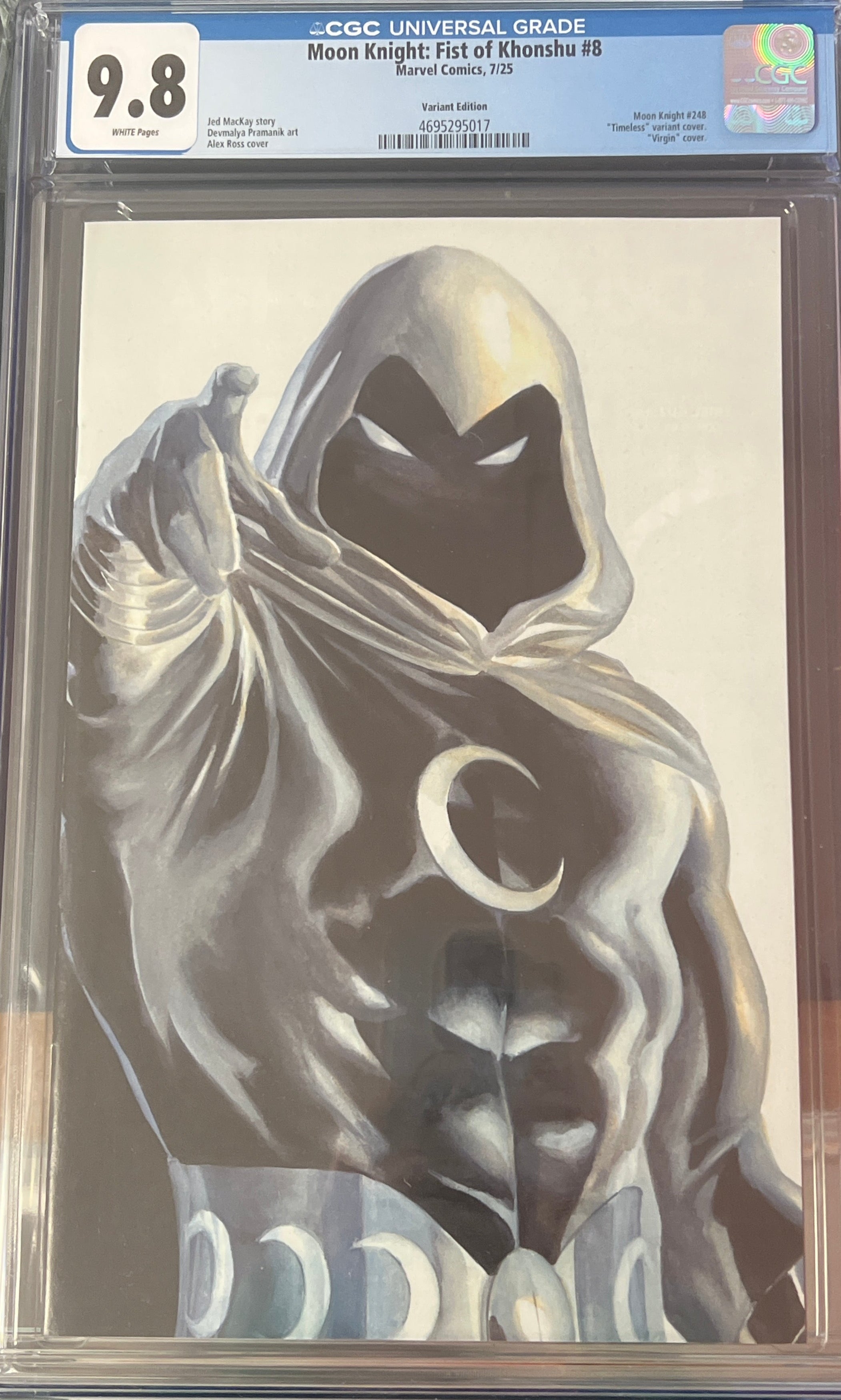 MOON KNIGHT: FIST OF KHONSHU #8 ALEX ROSS TIMELESS VIRGIN VARIANT CGC 9.8 (C86)