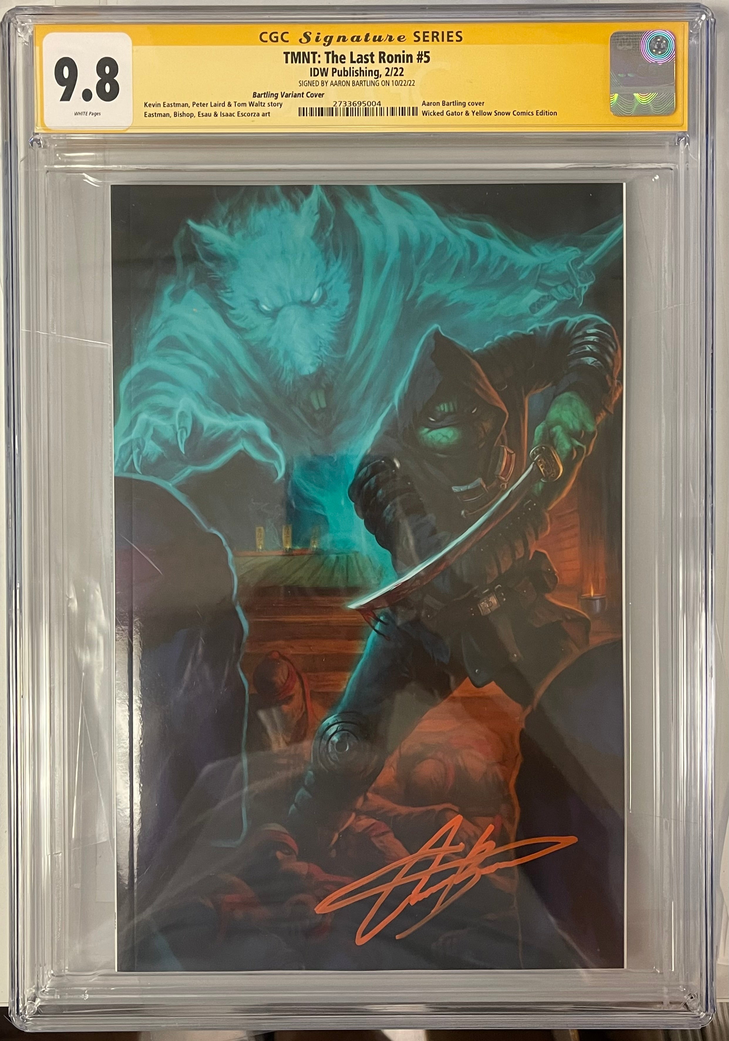 TMNT THE LAST #5 EXCLUSIVE VIRGIN VARIANT SIGNED BY AARON BARTLING CGC 9.8 (IN STOCK) C41