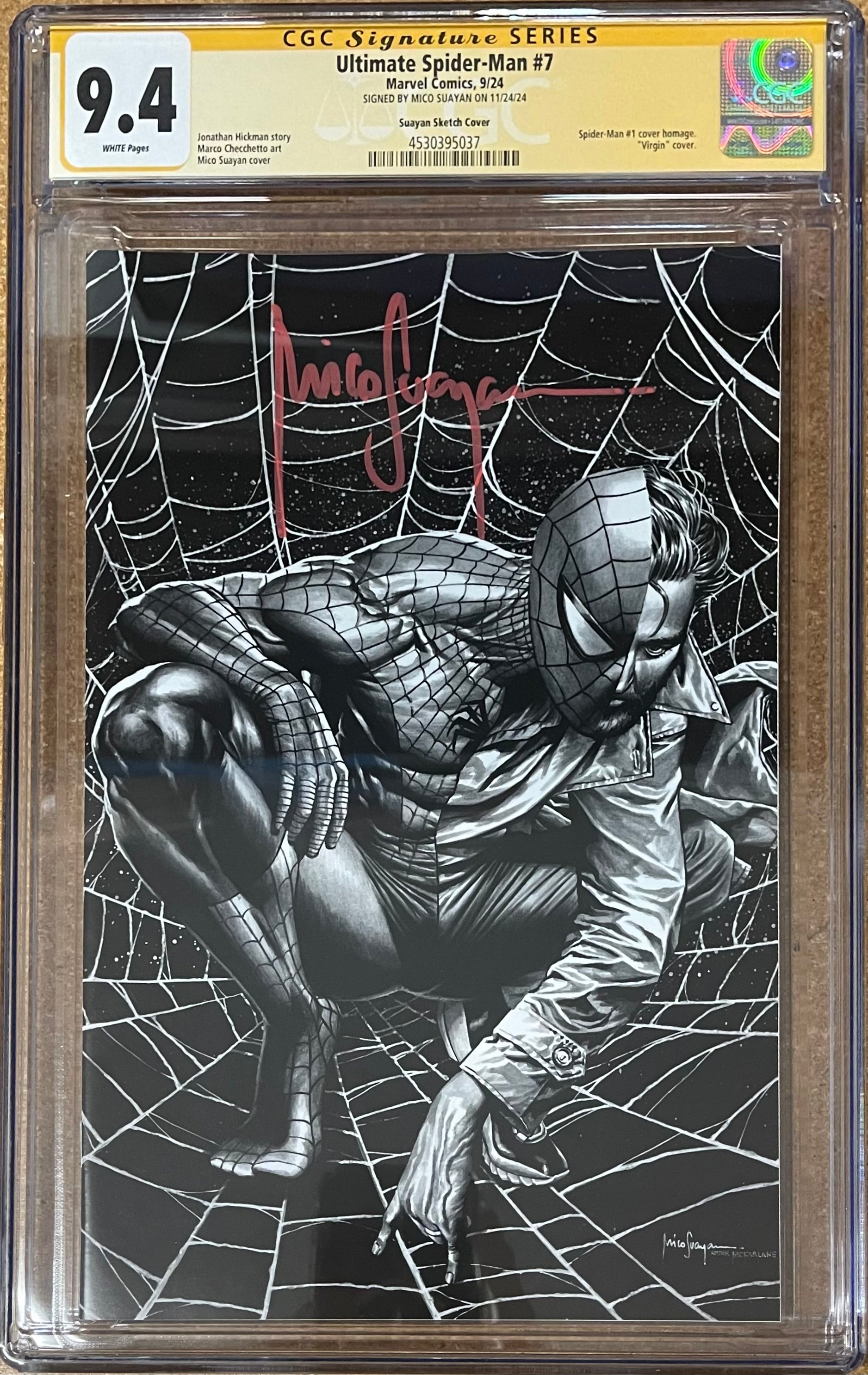 ULTIMATE SPIDER-MAN #7 MICO SUAYAN EXCLUSIVE SKETCH VIRGIN VARIANT COVER SIGNED BY MICO SUAYAN CGC 9.4 (C58)