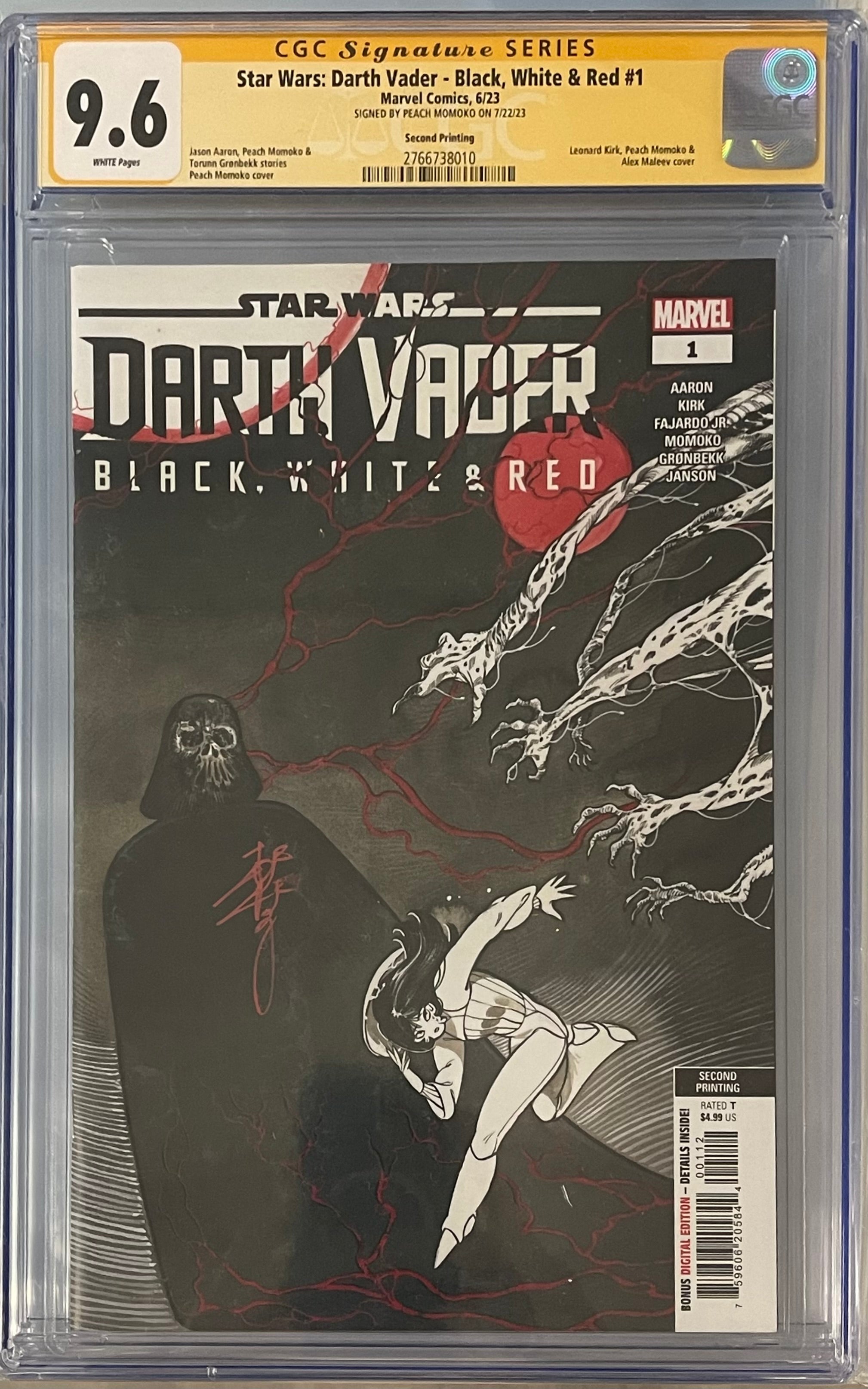 STAR WARS DARTH VADER BLACK, WHITE & RED #1 2ND PRINTING SIGNED BY PEACH MOMOKO CGC 9.6 (IN STOCK) C45