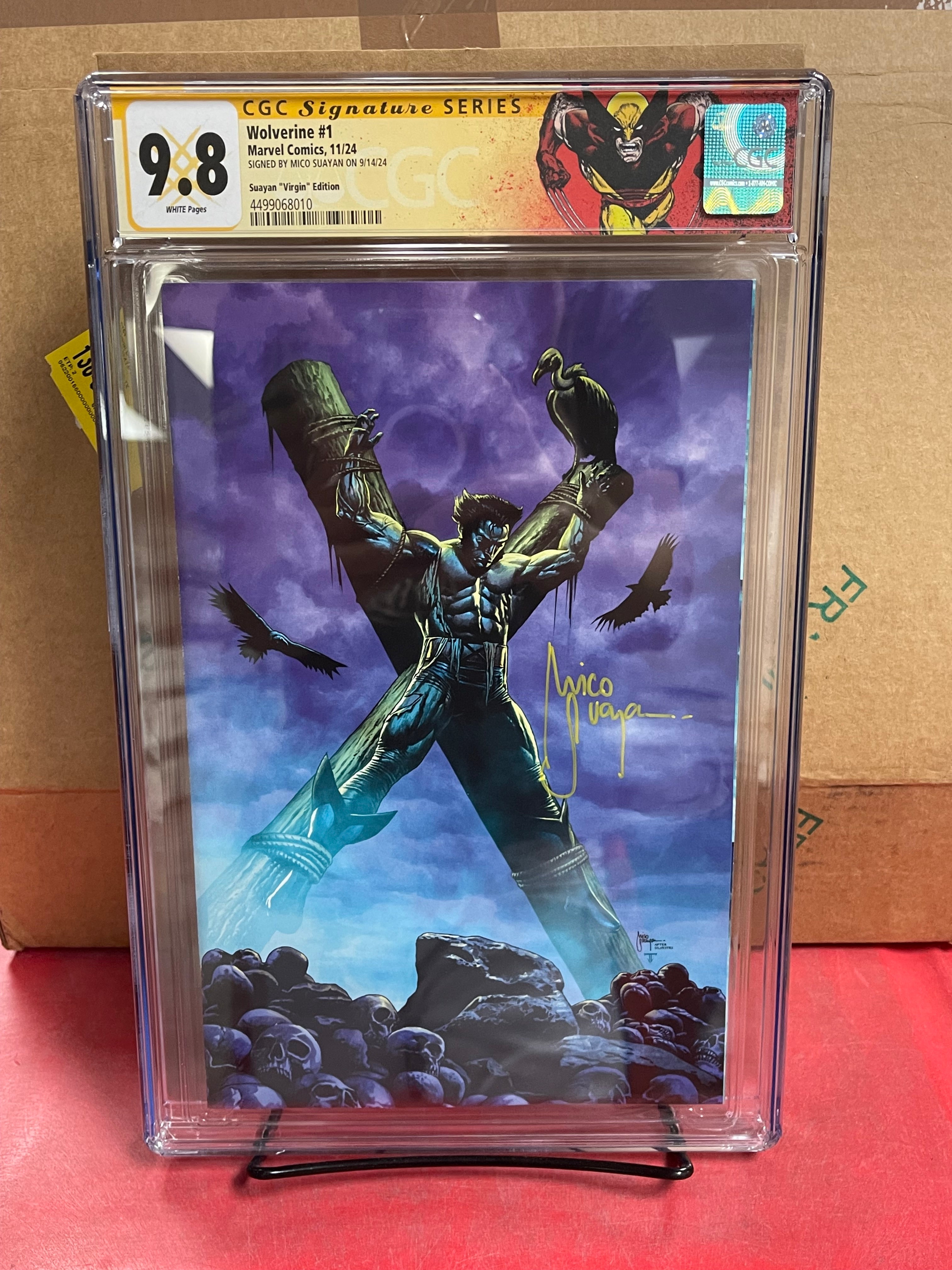 WOLVERINE #1 MICO SUAYAN EXCLUSIVE SIGNED BY MICO SUAYAN CGC 9.8 W/WOLVERINE CUSTOM LABEL (YELLOW SIG) (C49)