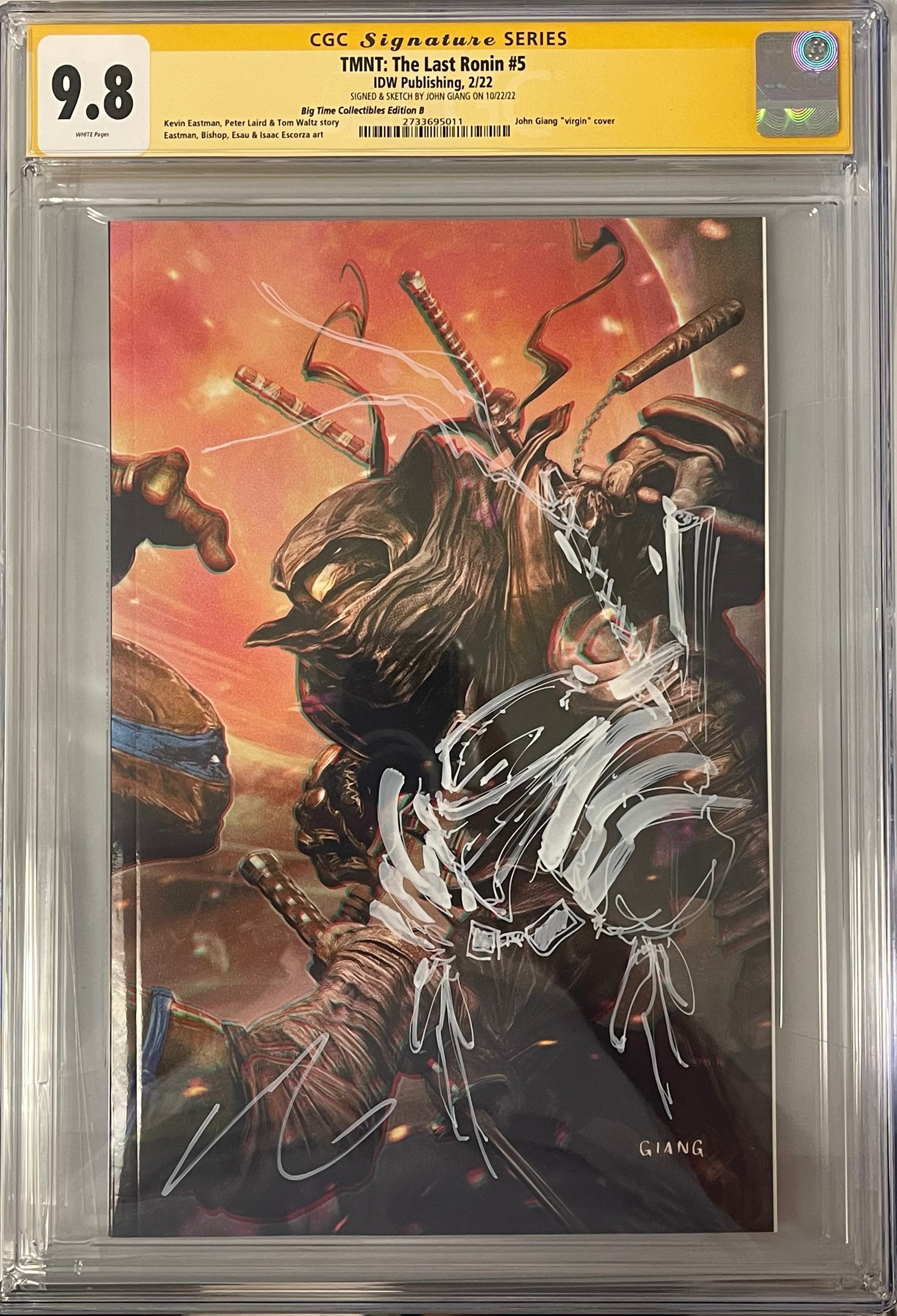 TMNT THE LAST #5 EXCLUSIVE VIRGIN VARIANT SIGNED & SKETCHED BY JOHN GIANG CGC 9.8 (IN STOCK) C41