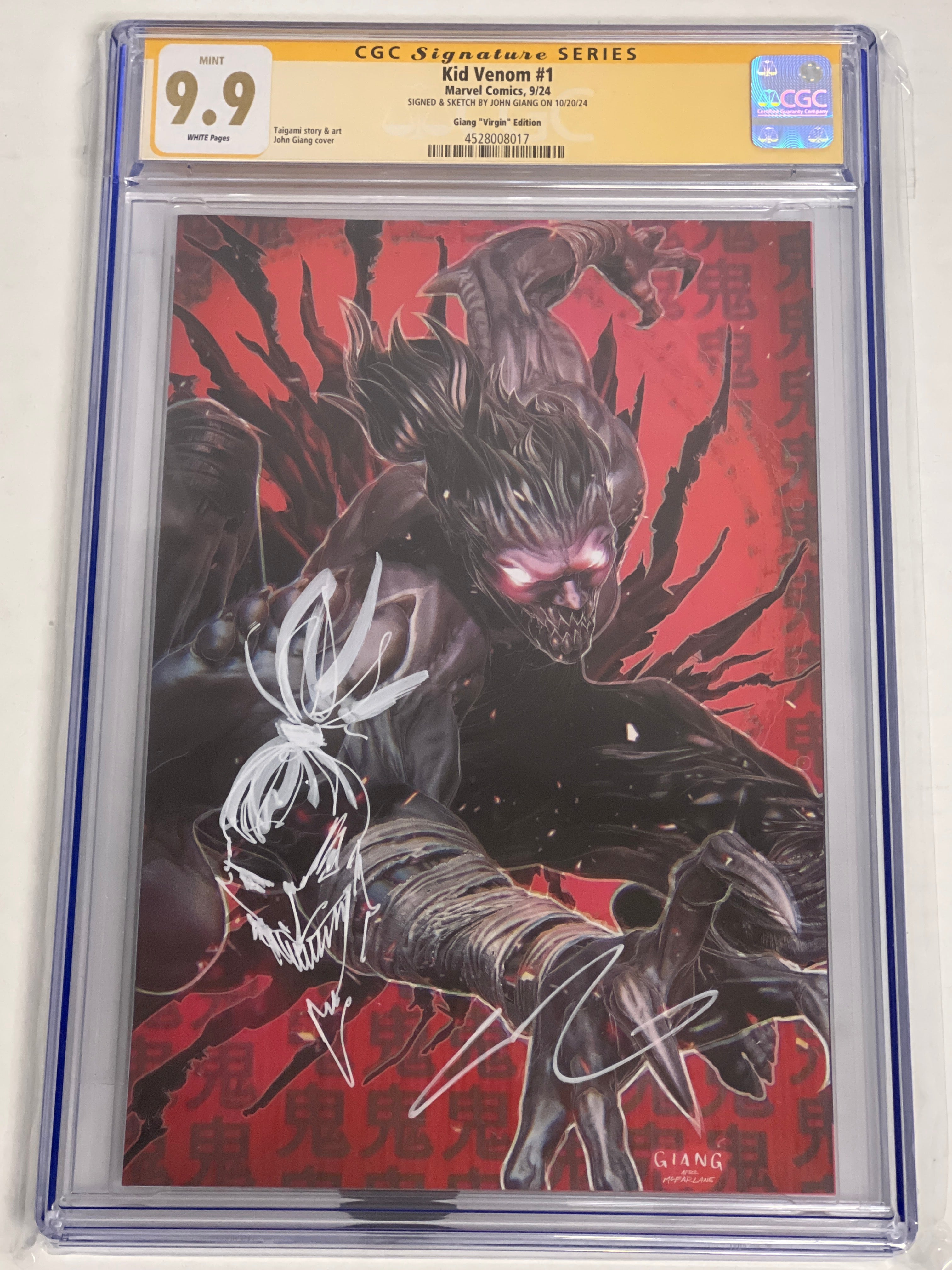 KID VENOM #1 JOHN GIANG EXCLUSIVE VIRGIN VARIANT SIGNED AND REMARQUED BY JOHN GIANG CGC 9.9 (C60)