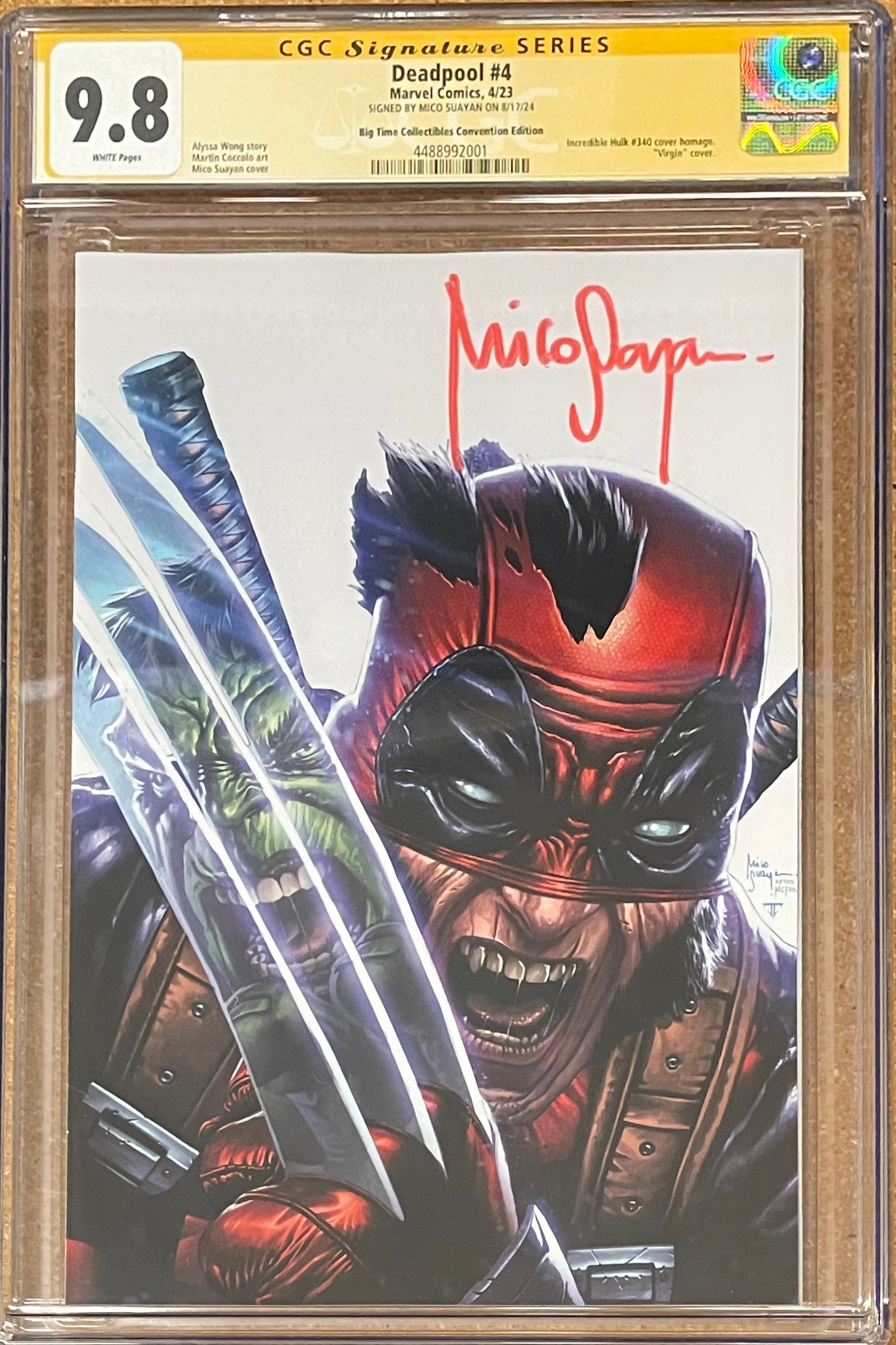 DEADPOOL #4 MICO SUAYAN VIRGIN VARIANT SIGNED BY MICO SUAYAN CGC 9.8 (IN STOCK) C102