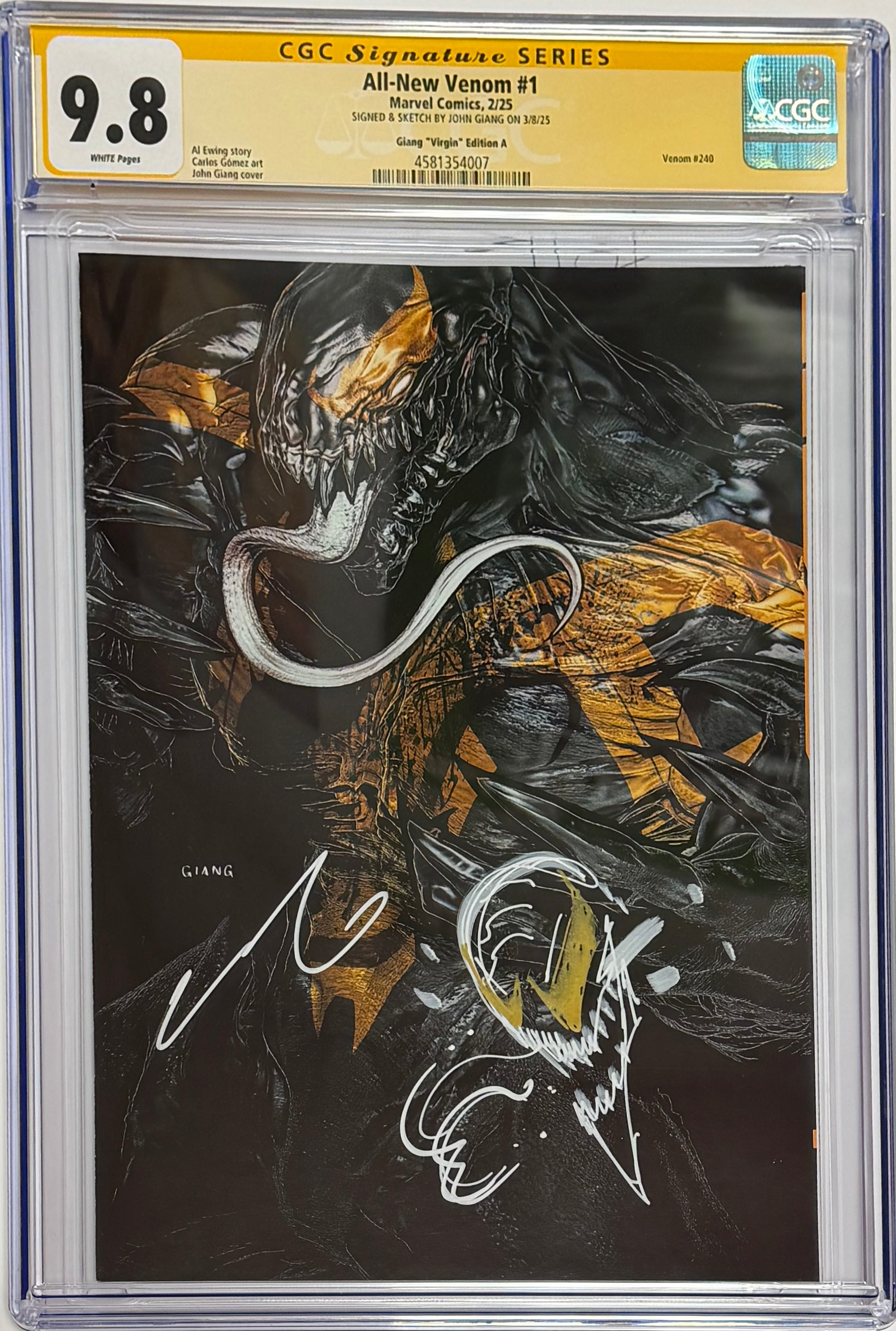 ALL-NEW VENOM #1 JOHN GIANG EXCLUSIVE VIRGIN EDITION SIGNED W/VENOM SKETCH BY JOHN GIANG CGC 9.8 (IN STOCK) C67