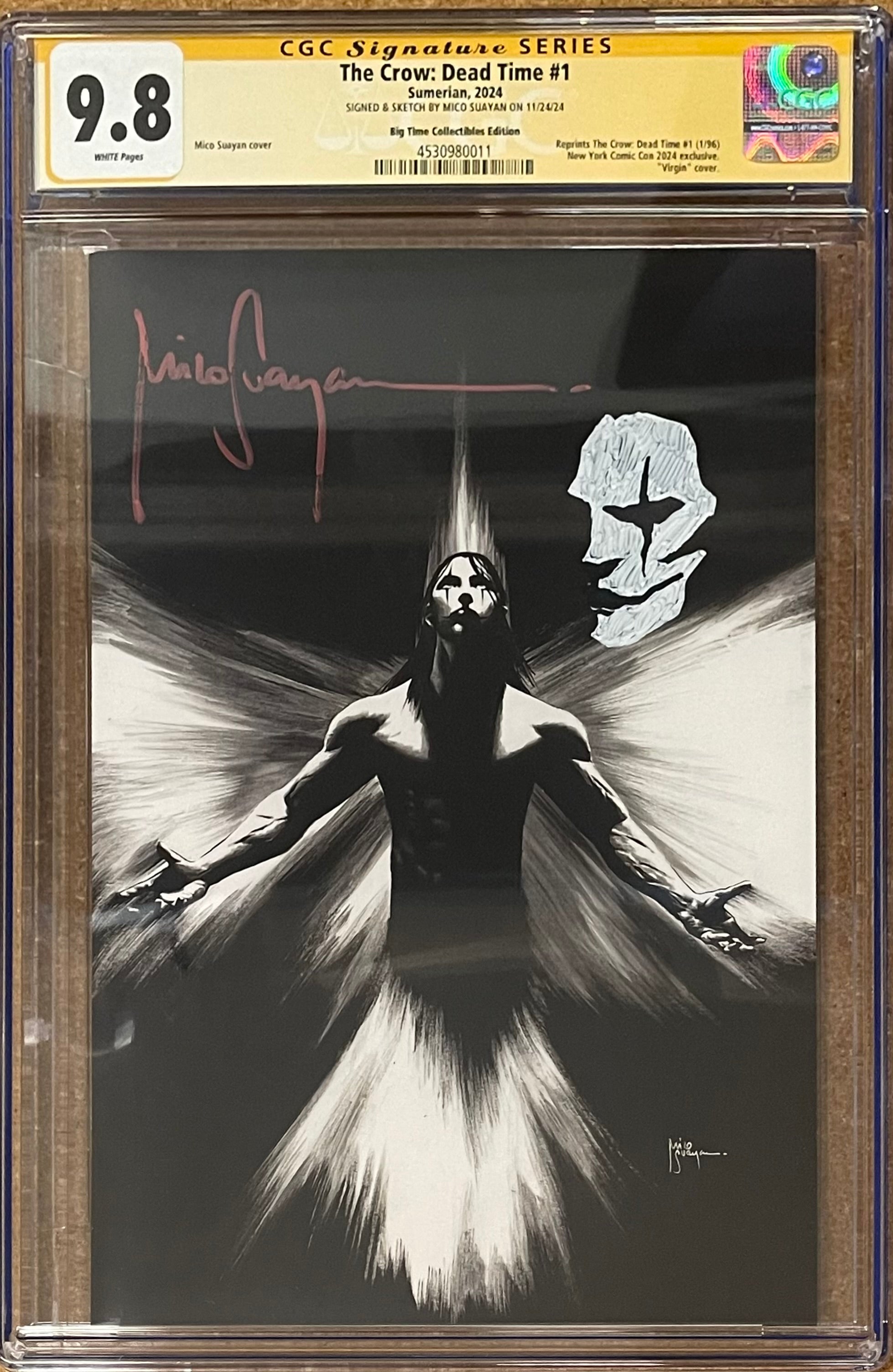 CROW DEAD TIME #1 MICO SUAYAN EXCLUSIVE VIRGIN VARIANT SIGNED W/CROW SKETCH BY MICO SUAYAN CGC 9.8 (IN STOCK) C90