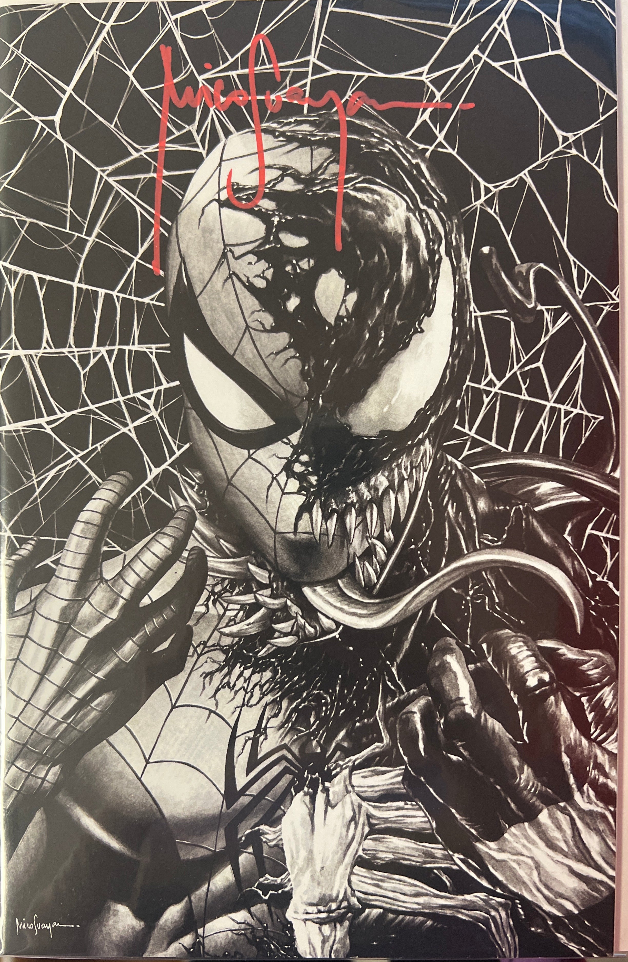 SPIDER-MAN: SPIDER'S SHADOW #1 MICO SUYAN VIRGIN BLACK AND WHITE VARIANT SIGNED BY MICO SUAYAN WITH COA  (SS12)
