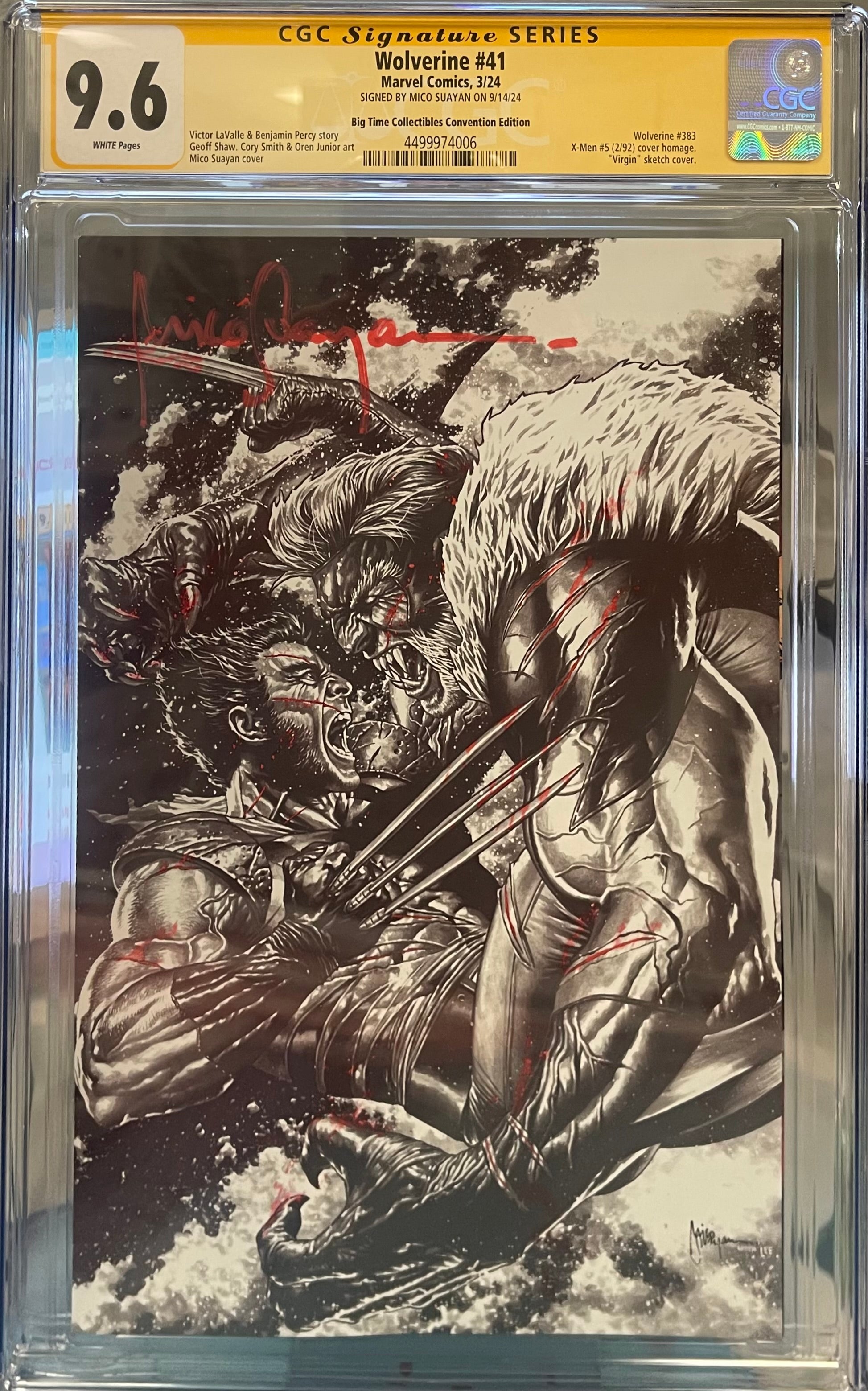 WOLVERINE #41 MICO SUAYAN CONVENTION EXCLUSIVE SIGNED BY MICO SUAYAN CGC 9.6 (C80)