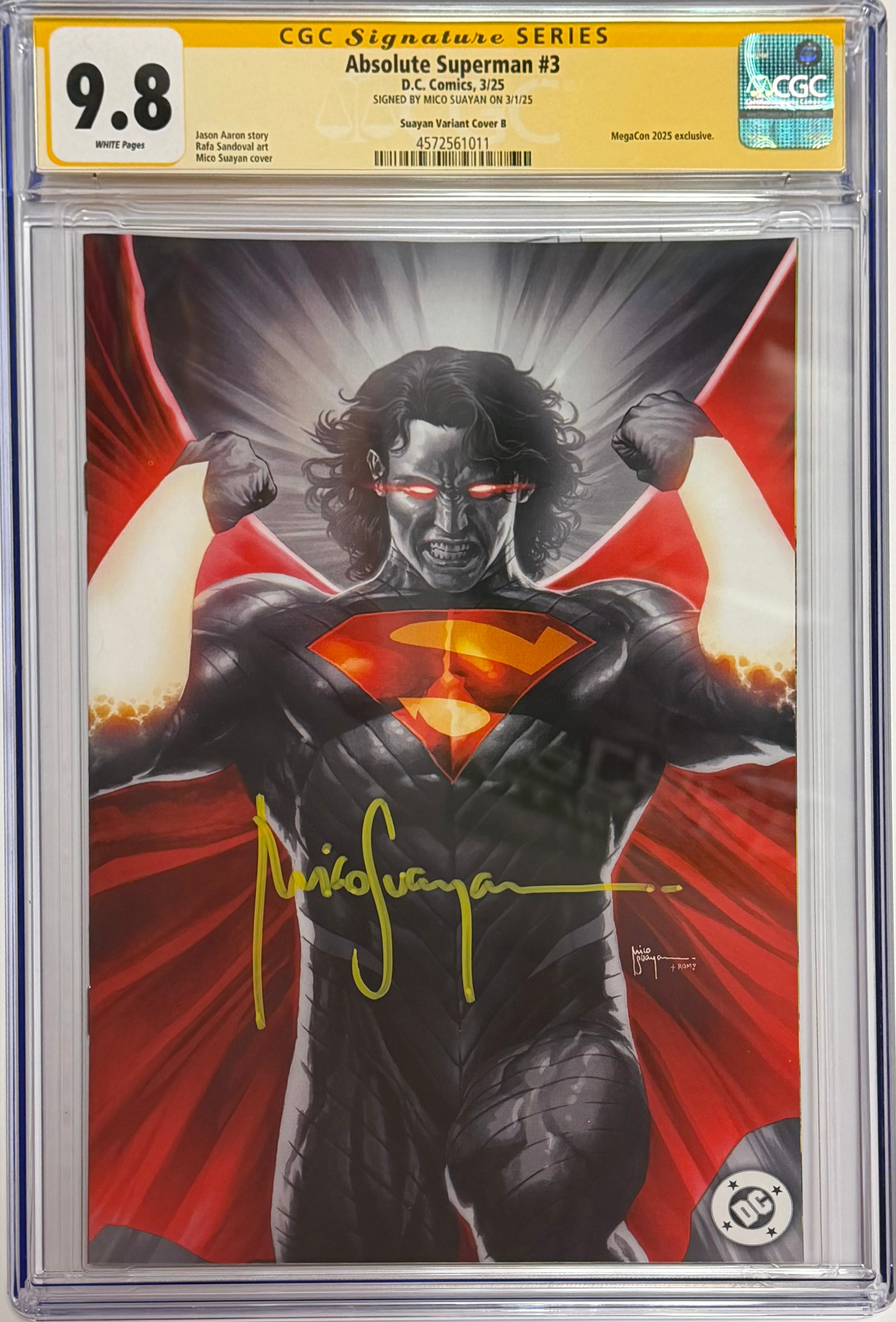 ABSOLUTE SUPERMAN #3 MICO SUAYAN MEGACON EXCLUSIVE VIRGIN EDITION SIGNED BY MICO SUAYAN CGC 9.8 (IN STOCK) C42