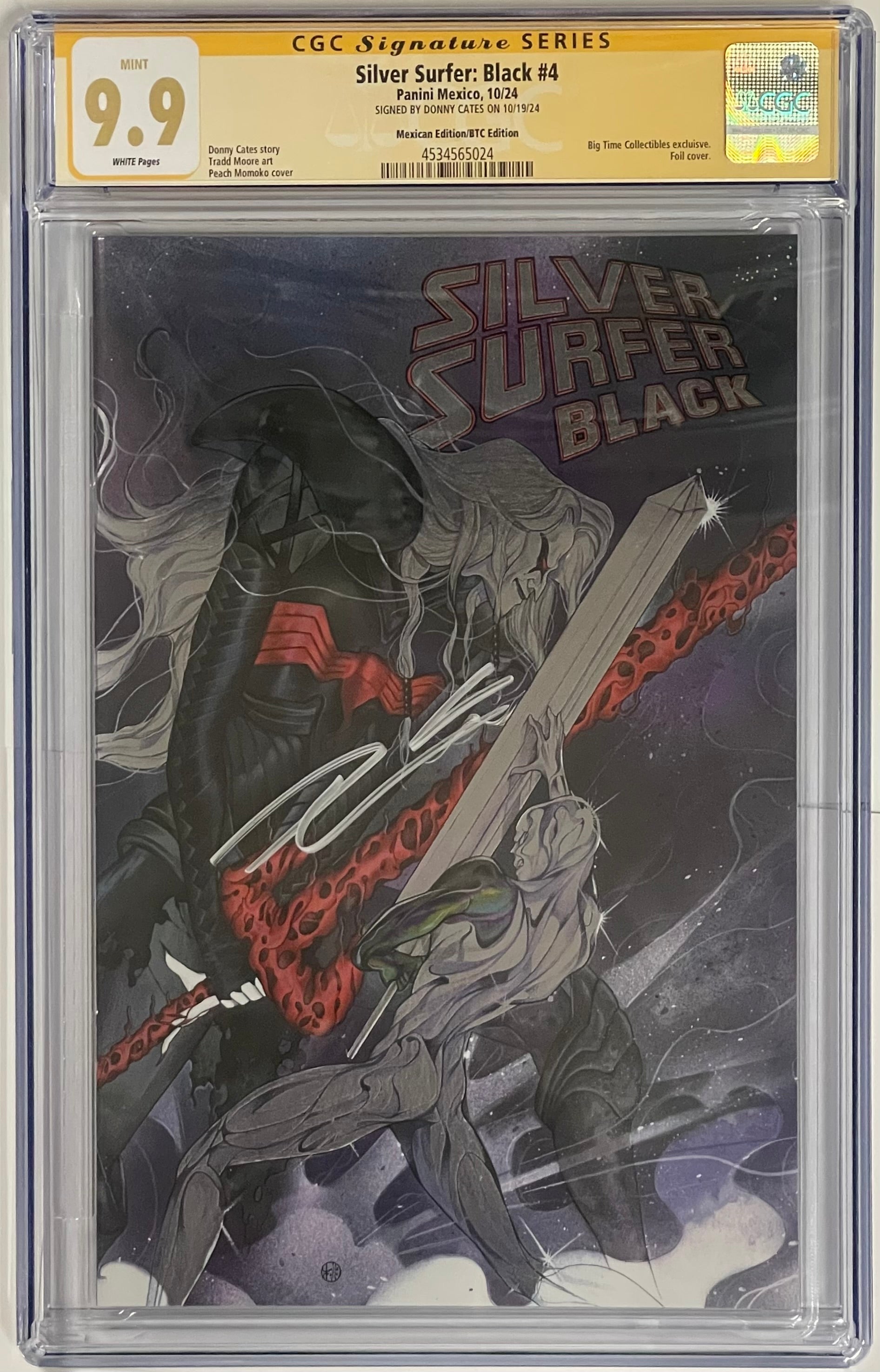 SILVER SURFER BLACK #4 PEACH MOMOKO FOIL EDITION SIGNED BY DONNIE CATES CGC 9.9 MINT (C60)