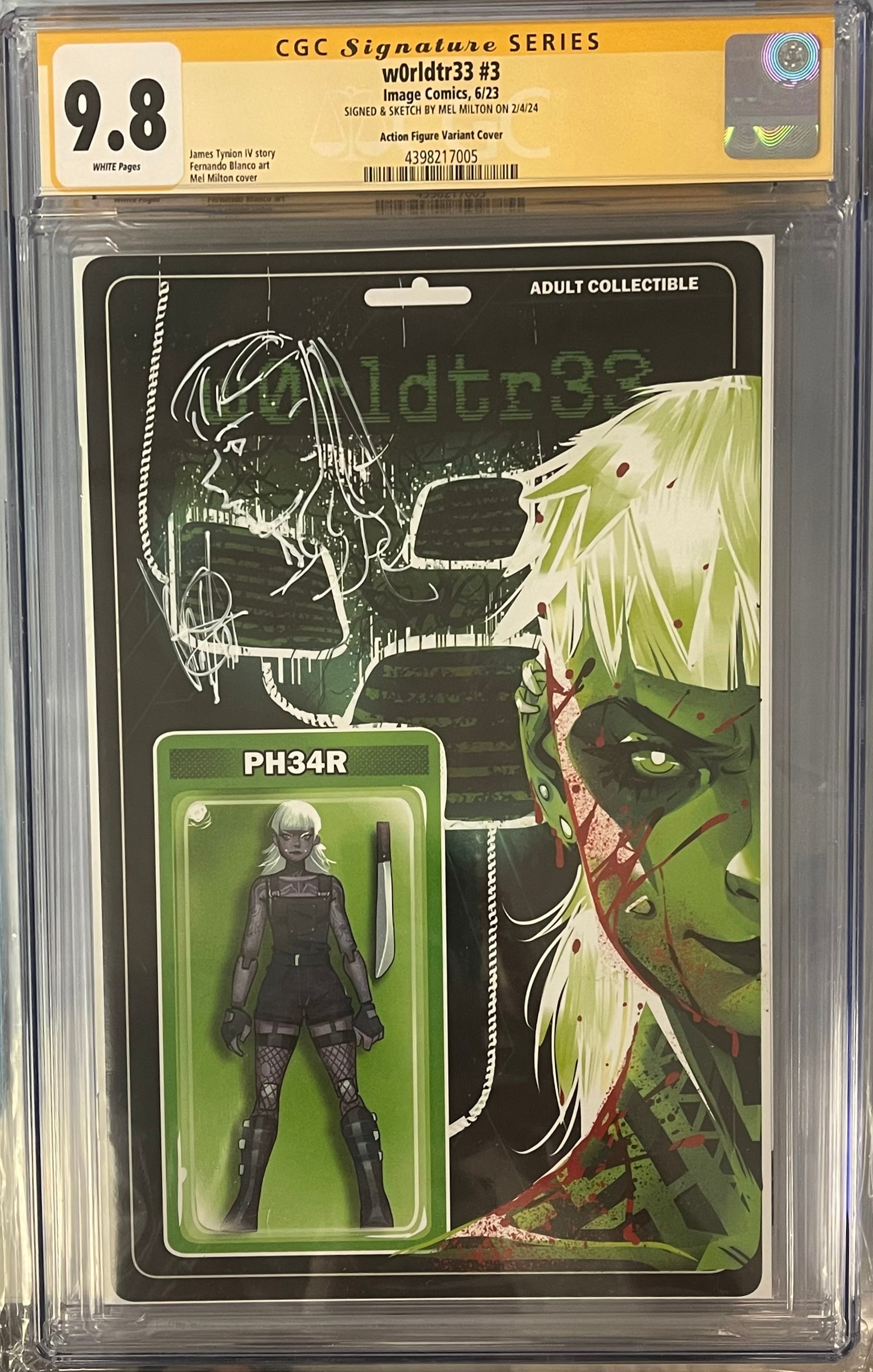 W0RLDTR33 #3 EXCLUSIVE AF VARIANT SIGNED & SKETCHED BY MEL MILTON CGC 9.8 (IN STOCK) C45