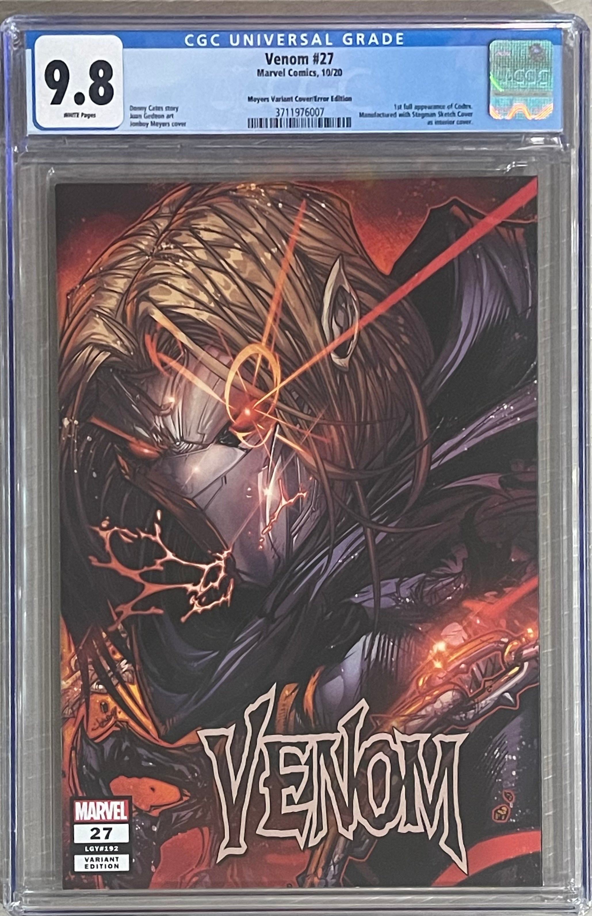 VENOM #27 JONBOY MEYERS EXCLUSIVE DOUBLE COVER ERROR VARIANT CGC 9.8