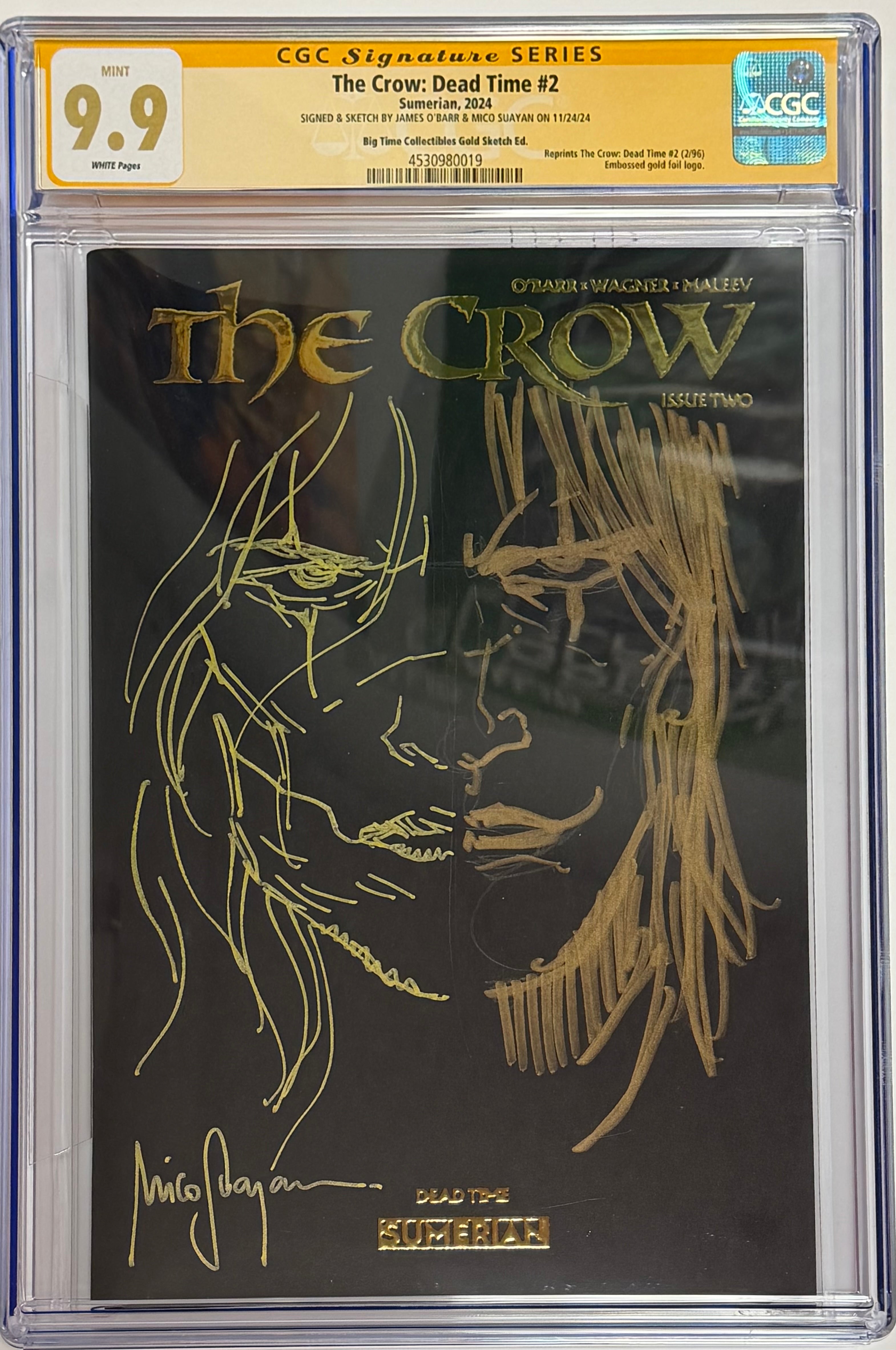 CROW DEAD TIME #2 GOLD SKETCH EXCLUSIVE JAM PIECE SKETCH BY MICO SUAYAN & JAMES O'BARR CGC 9.9 MINT (IN STOCK) C46