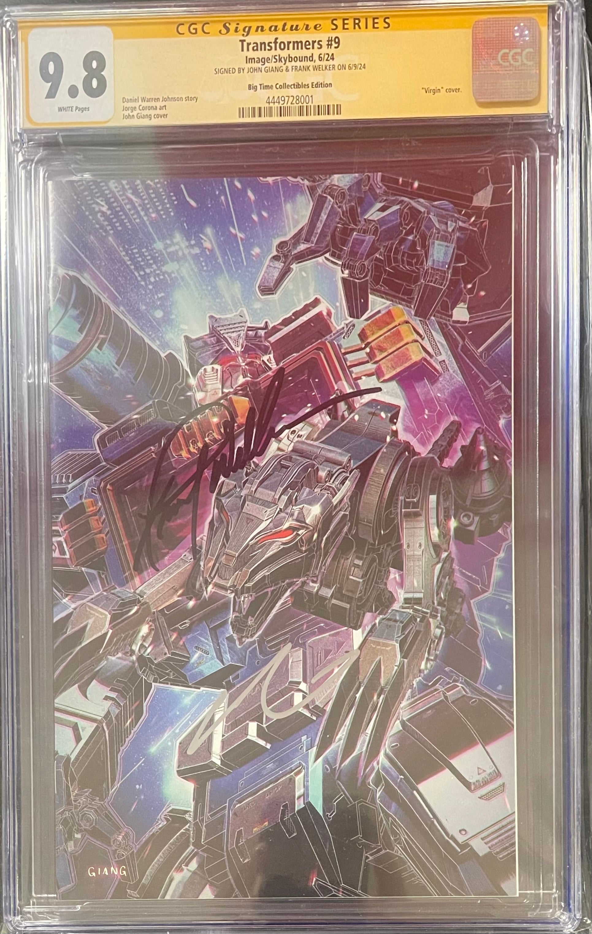 TRANSFORMERS #9 SIGNED BY FRANK WELKER & JOHN GIANG CGC 9.8 (IN STOCK) C2