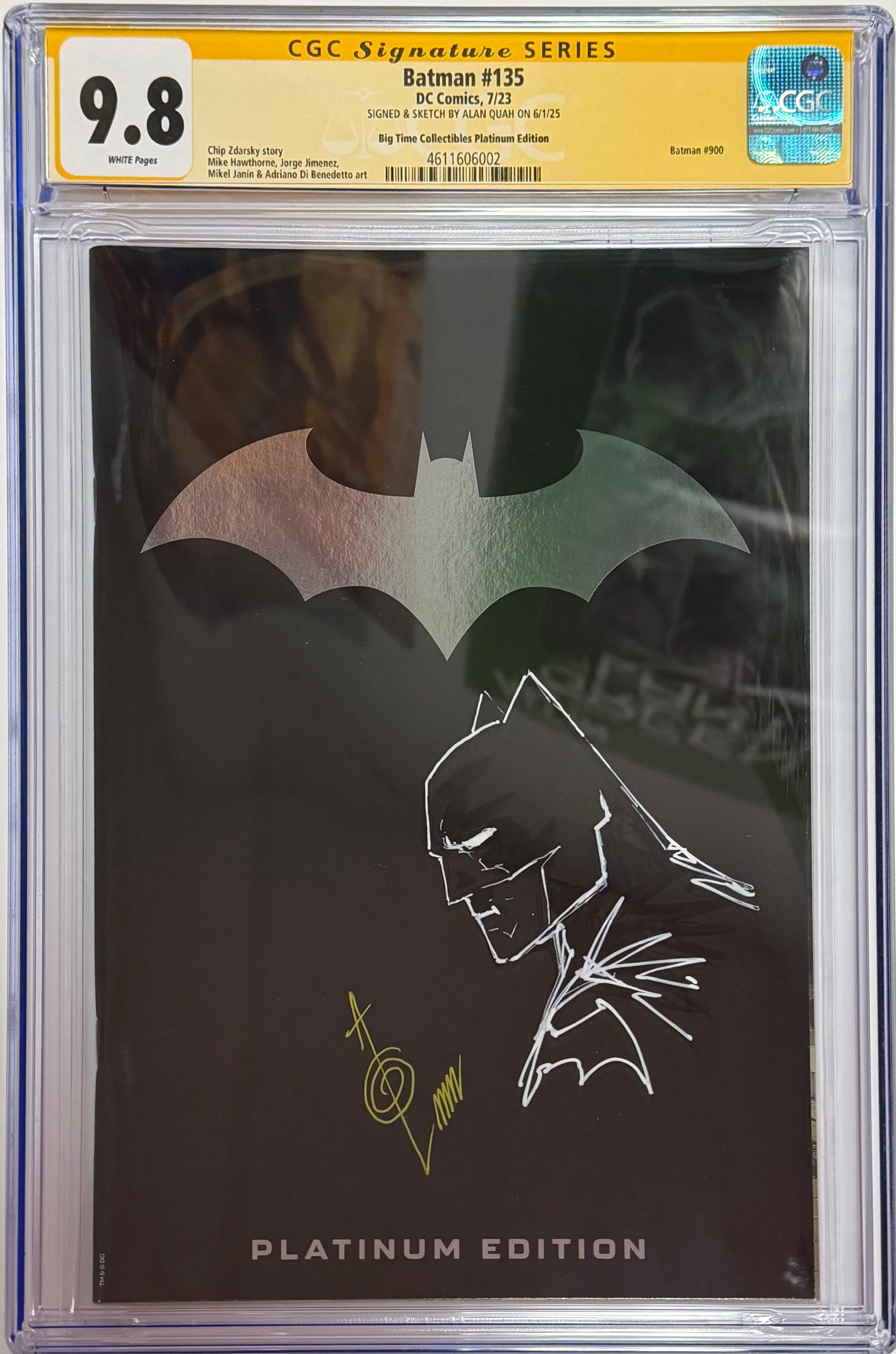 BATMAN #135 PLATINUM EDITION SIGNED W/BATMAN SKETCH BY ALAN QUAH CGC 9.8 (IN STOCK) C42