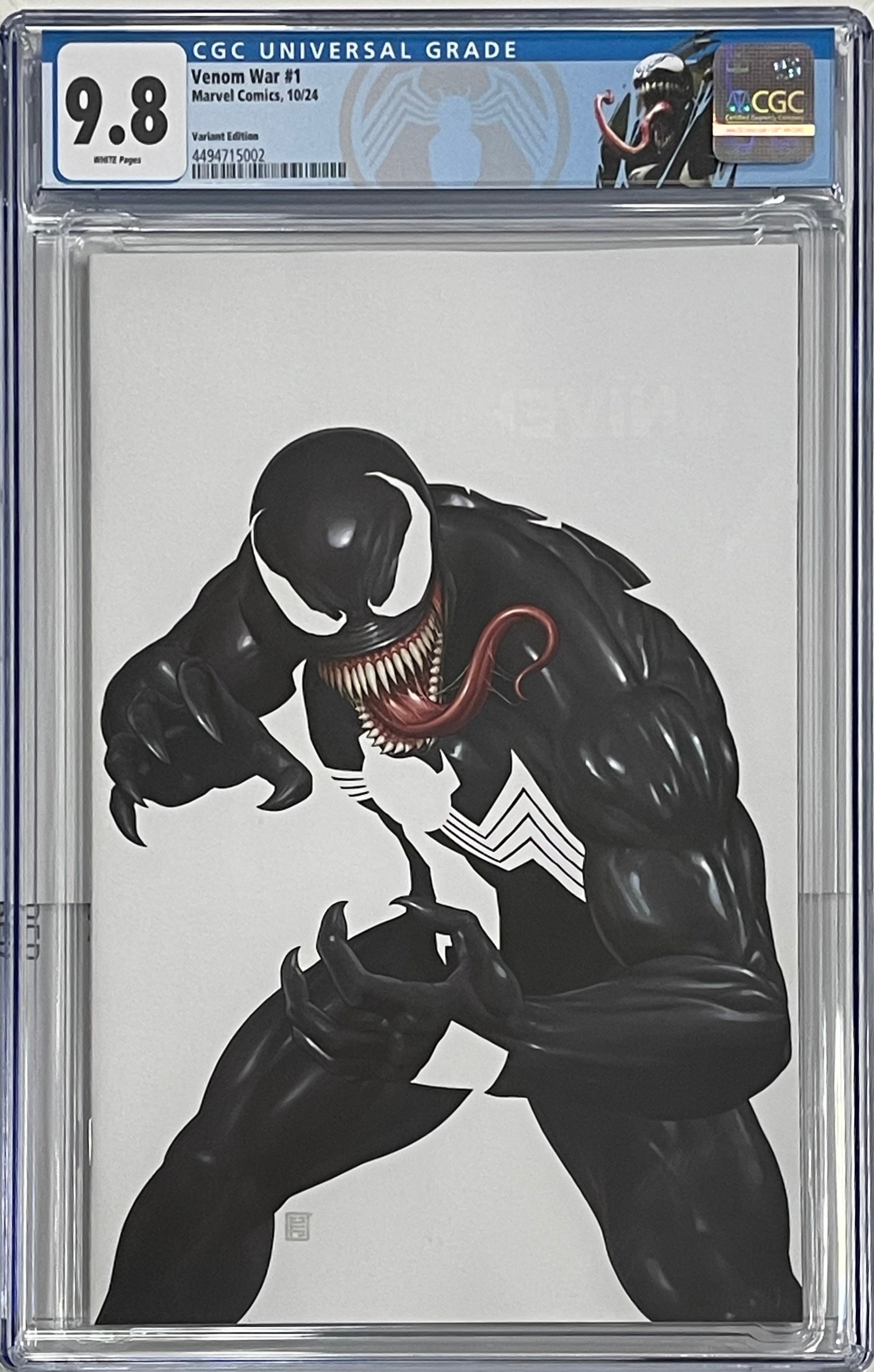 VENOM WAR #1 JTC NEGATIVE SPACE VARIANT CGC 9.8 W/CLAYTON CRAIN VENOM CUSTOM LABEL (C102)