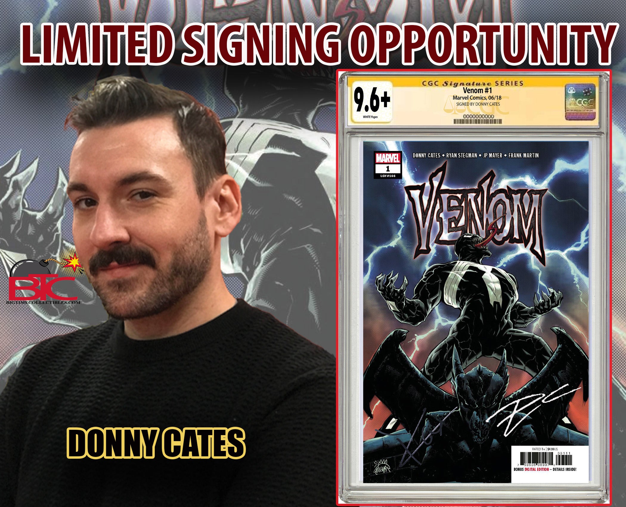 VENOM #1 SIGNED BY DONNY CATES CGC 9.6 OR BETTER