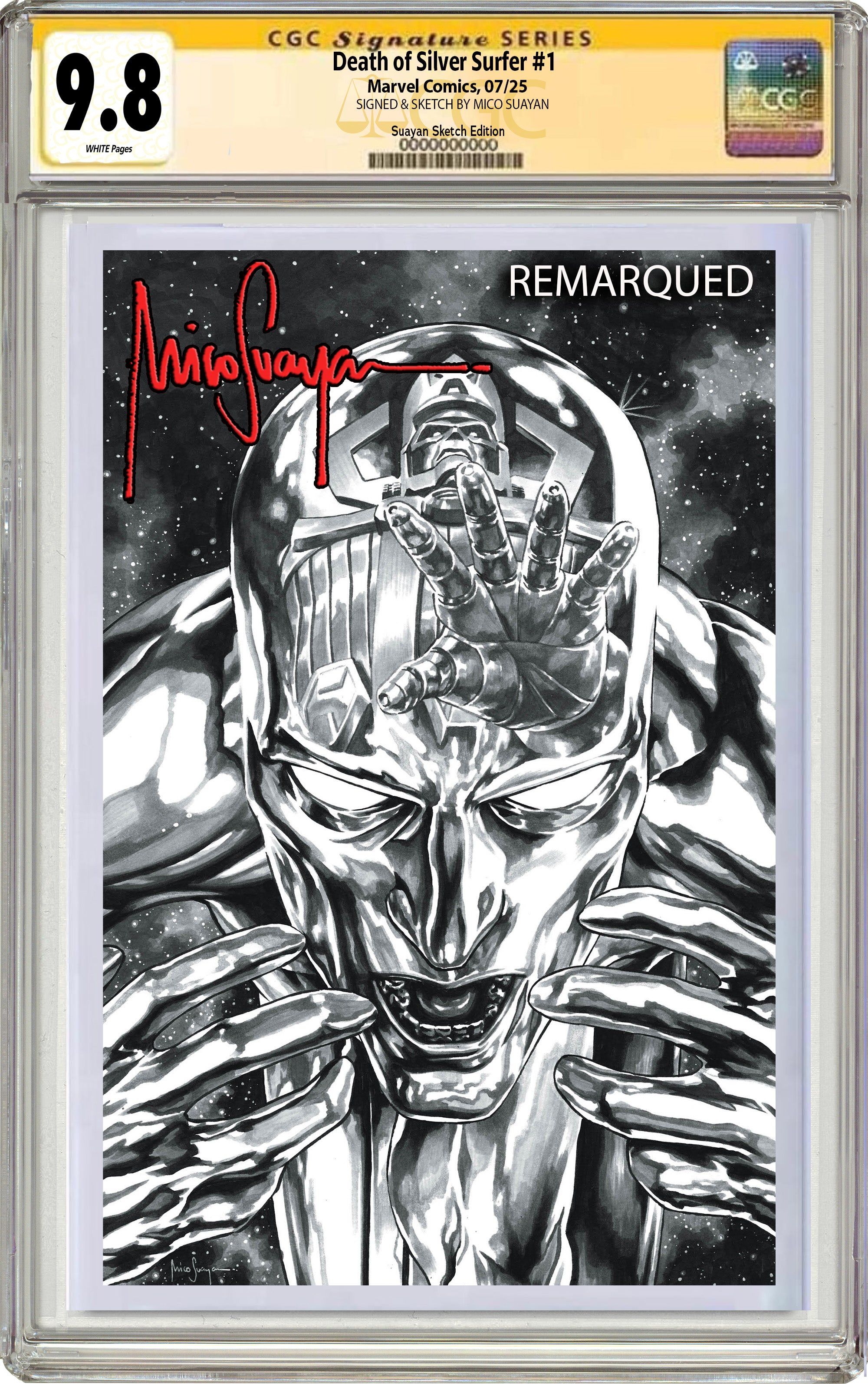 DEATH OF THE SILVER SURFER #1 MICO SUAYAN SDCC EXCLUSIVE VARIANT. LIMITED TO 500 COPIES W/COA