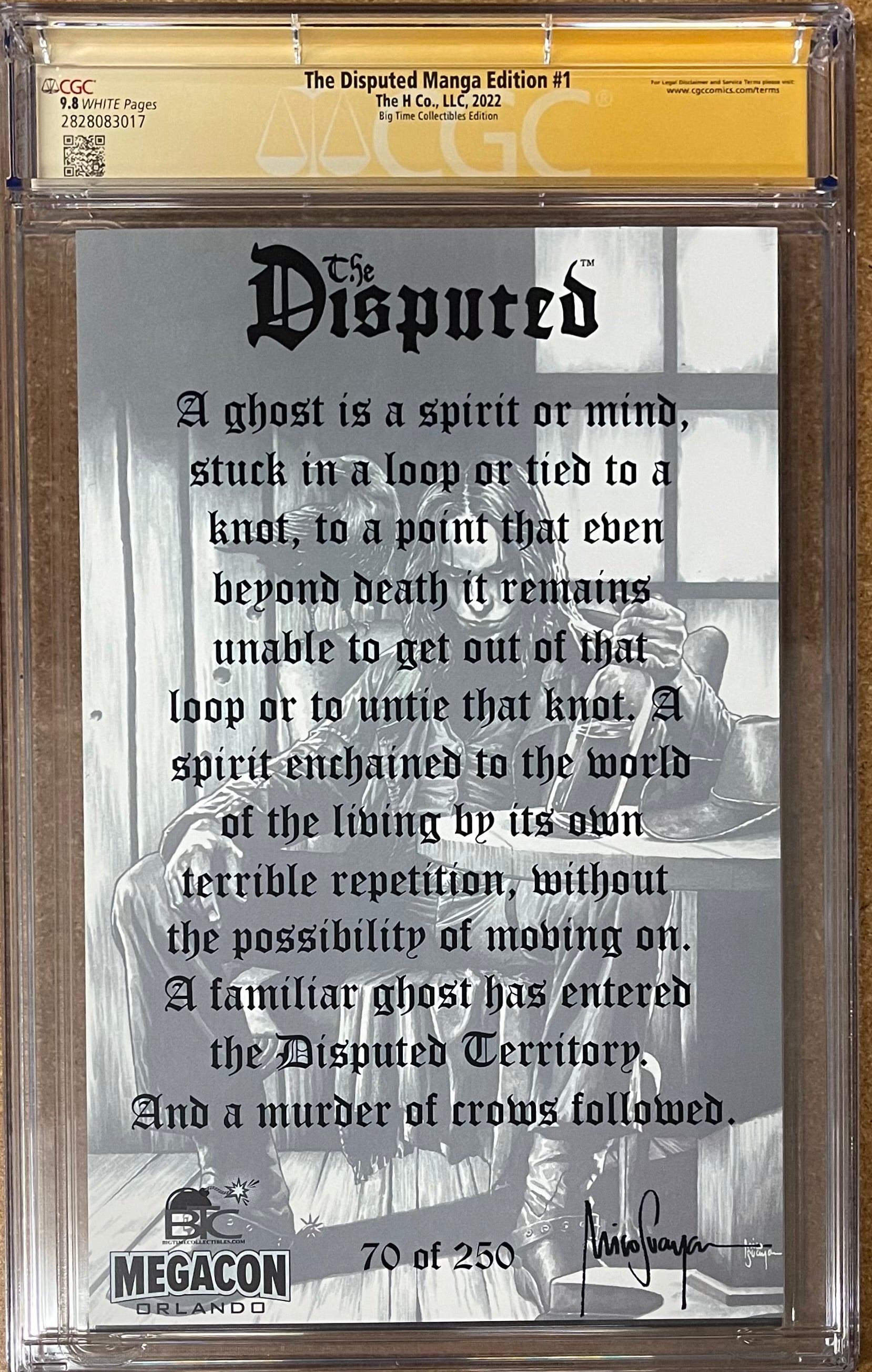 DISPUTED MANGA EDITION #1 MICO SUAYAN EXCLUSIVE SIGNED W/ CROW HEAD SKETCH BY MICO SUAYAN #70/250 CGC 9.8 (IN STOCK) C71