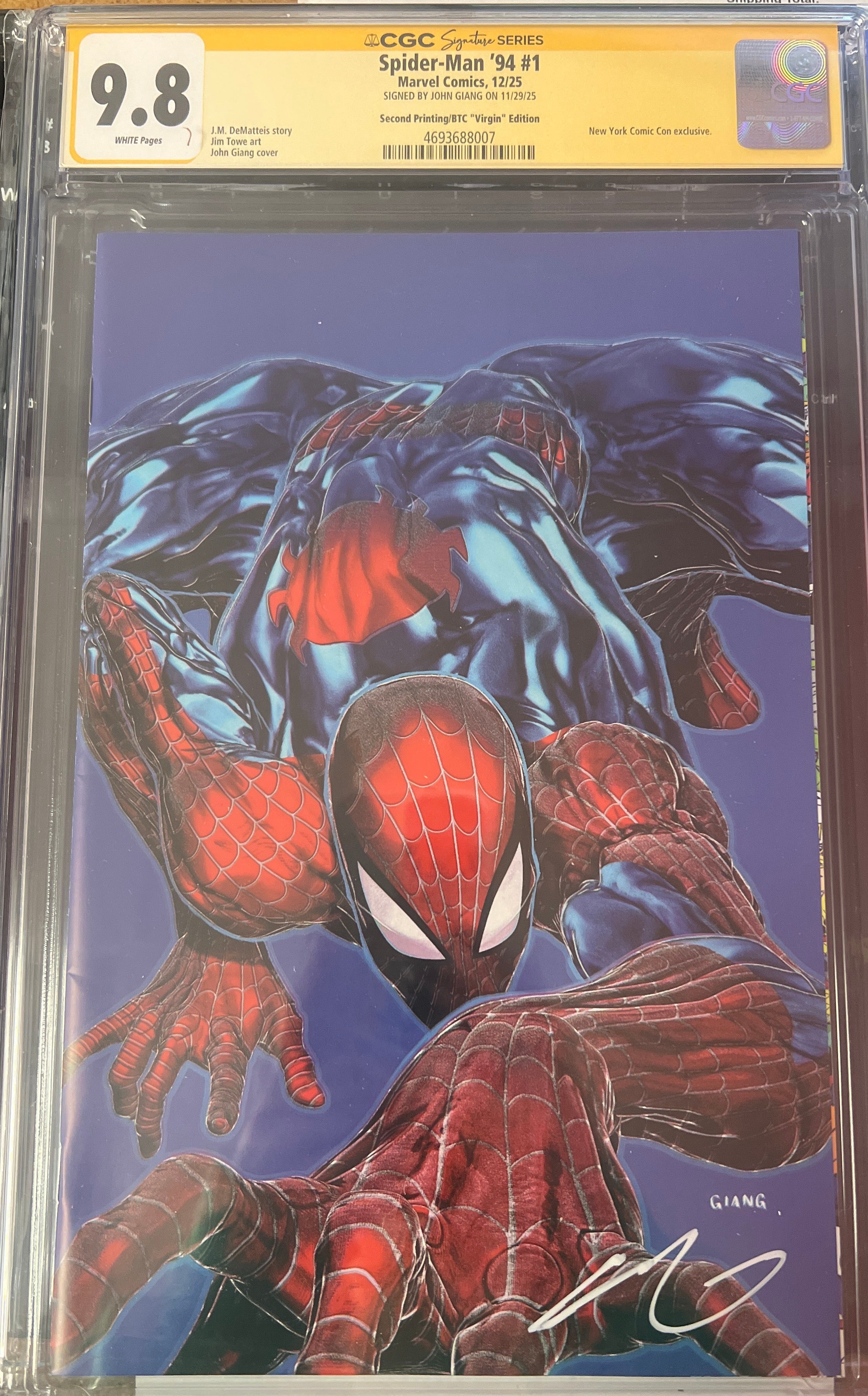 SPIDER-MAN '94 #1 2ND PTG JOHN GIANG OCTOBER BTC GOLD MEMBER (LMT 500) VIRGIN VARIANT SIGNED BY JOHN GIANG WITH COA CGC 9.8 (C89)