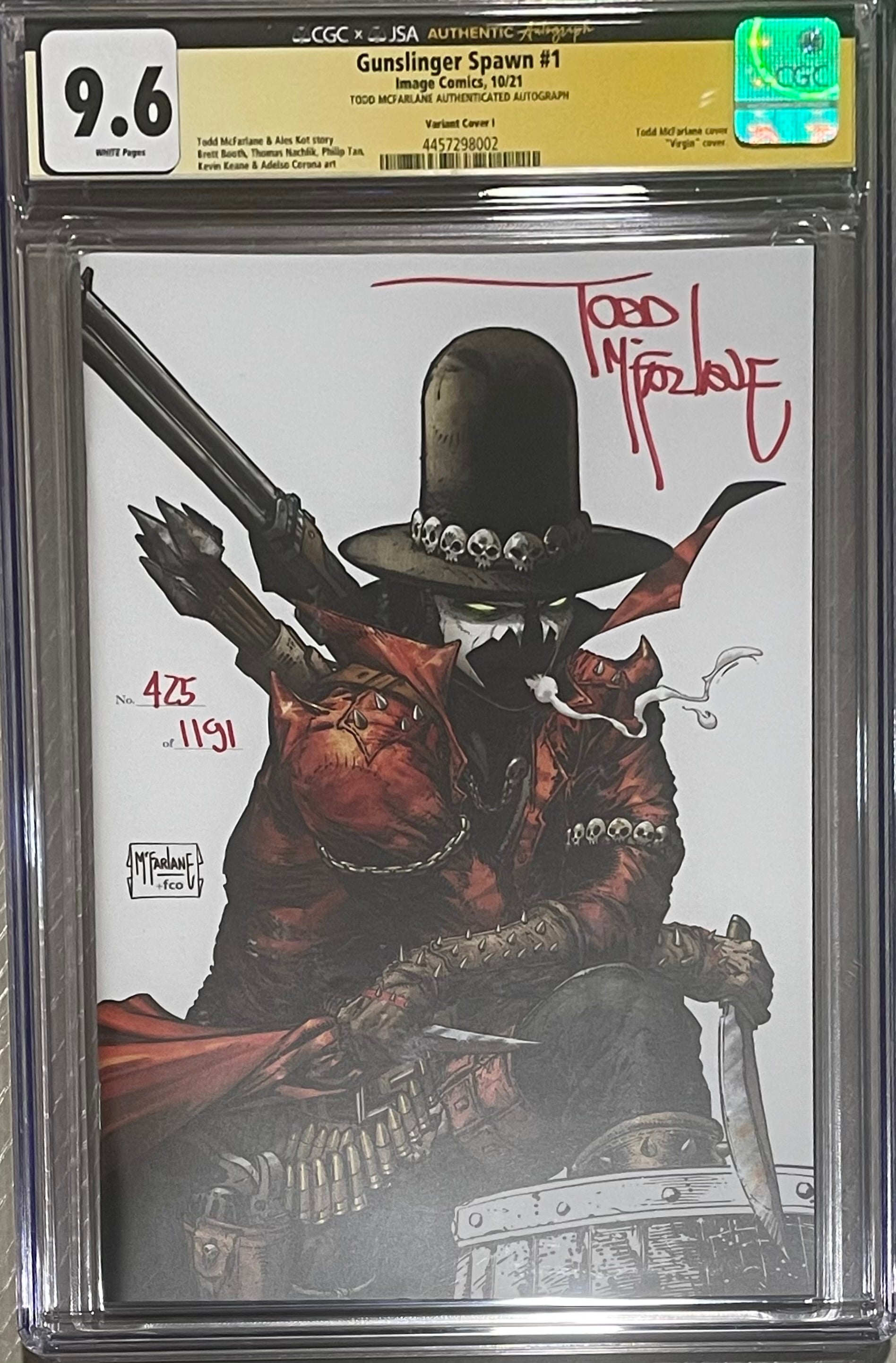 GUNSLIGER SPAWN #1 SIGNED BY TODD MCFARLANE #425/1191 JSA CGC 9.6 IN (STOCK) C42