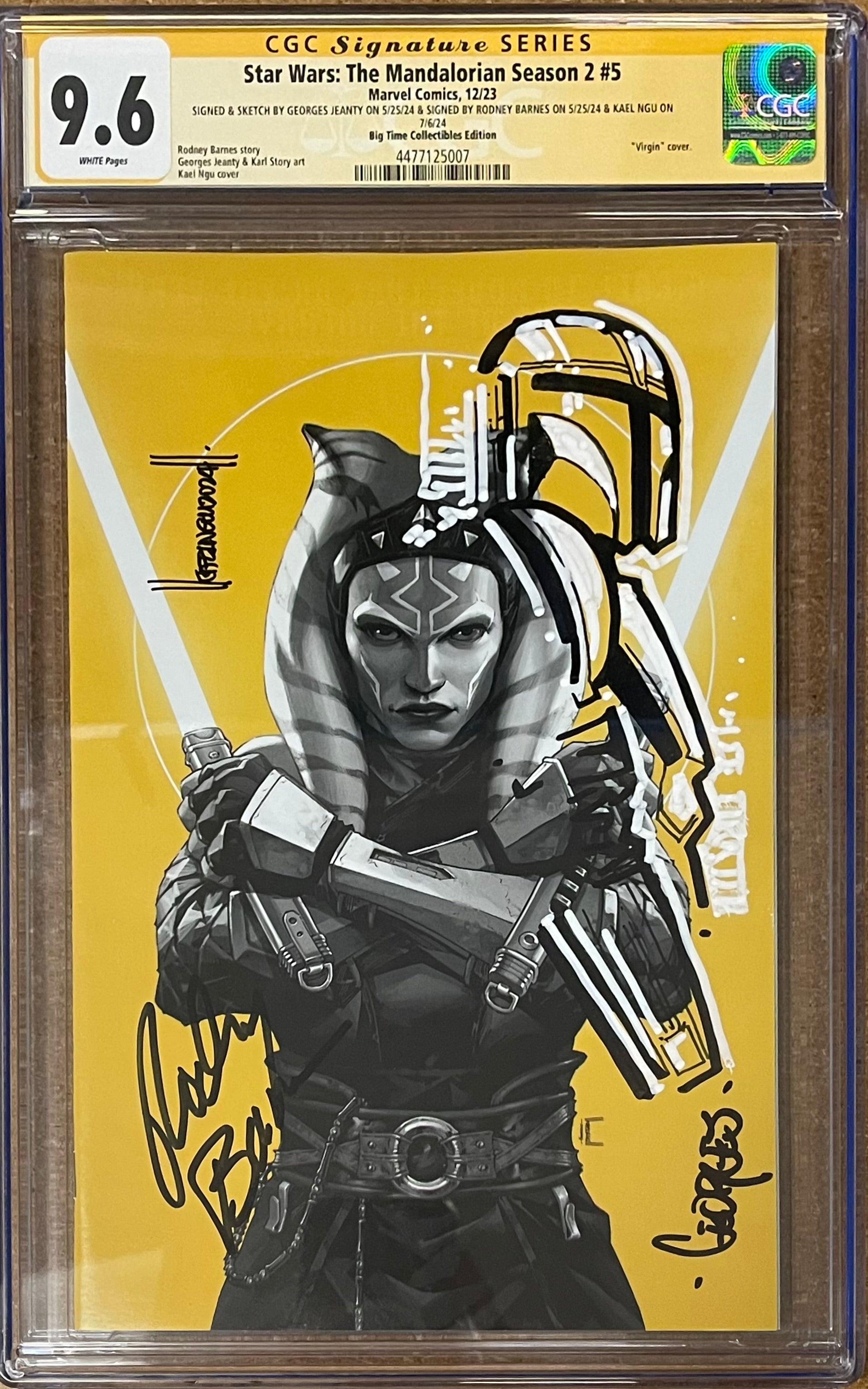 STAR WARS THE MANDALORIAN SEASON 2 #5 KAEL NGU BTC GOLD MEMBERSHIP BOX EXCLUSIVE SIGNED BY KAEL NGU, RODNEY BARNES & SKETCH BY GEORGES JEANTY CGC 9.6 (IN STOCK) C92