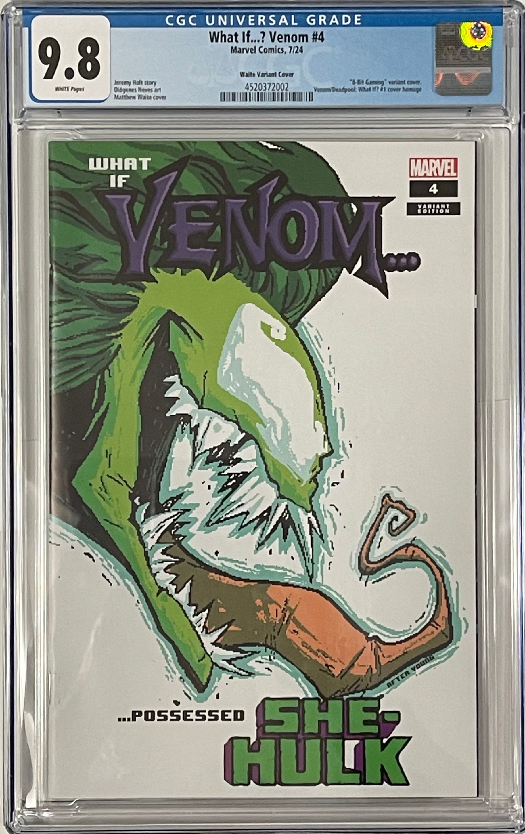 WHAT IF...? VENOM #4 MATTHEW WAITE EXCLUSIVE SKOTTIE YOUNG HOMAGE CGC 9.8 (C16)